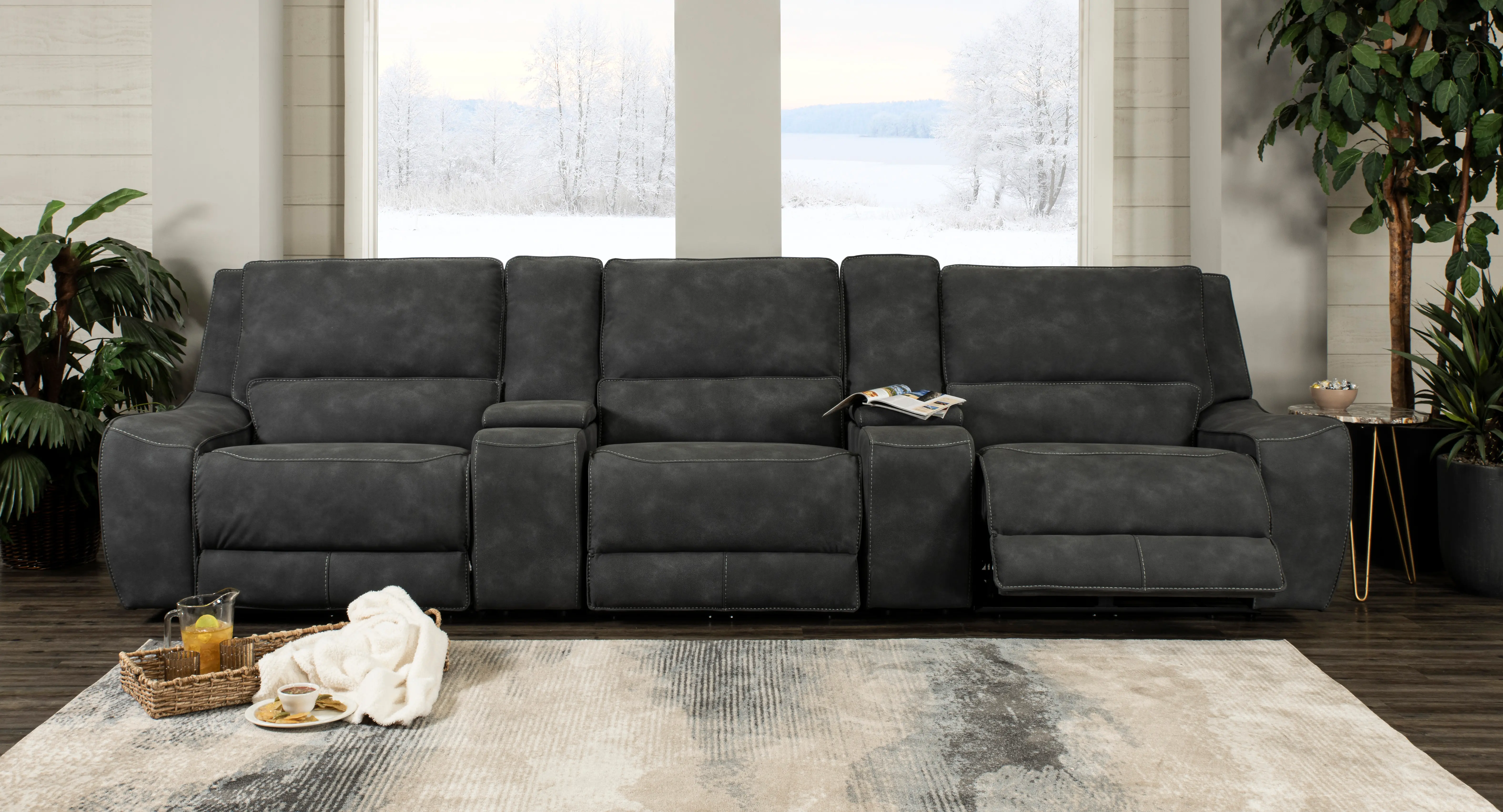 Sauvage Coal Power Reclining Home Theater Sectional-2