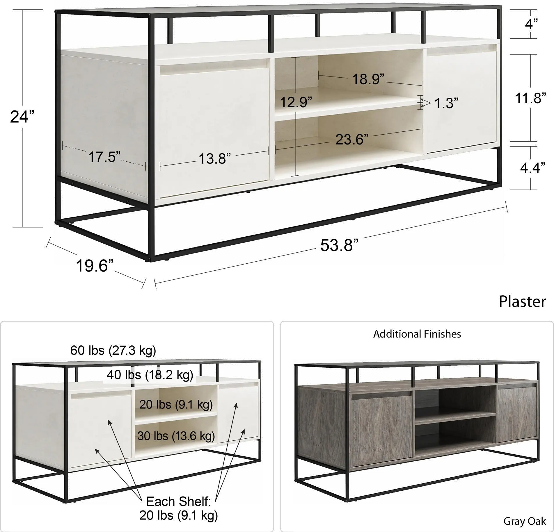 Camley White 54 TV Stand-7