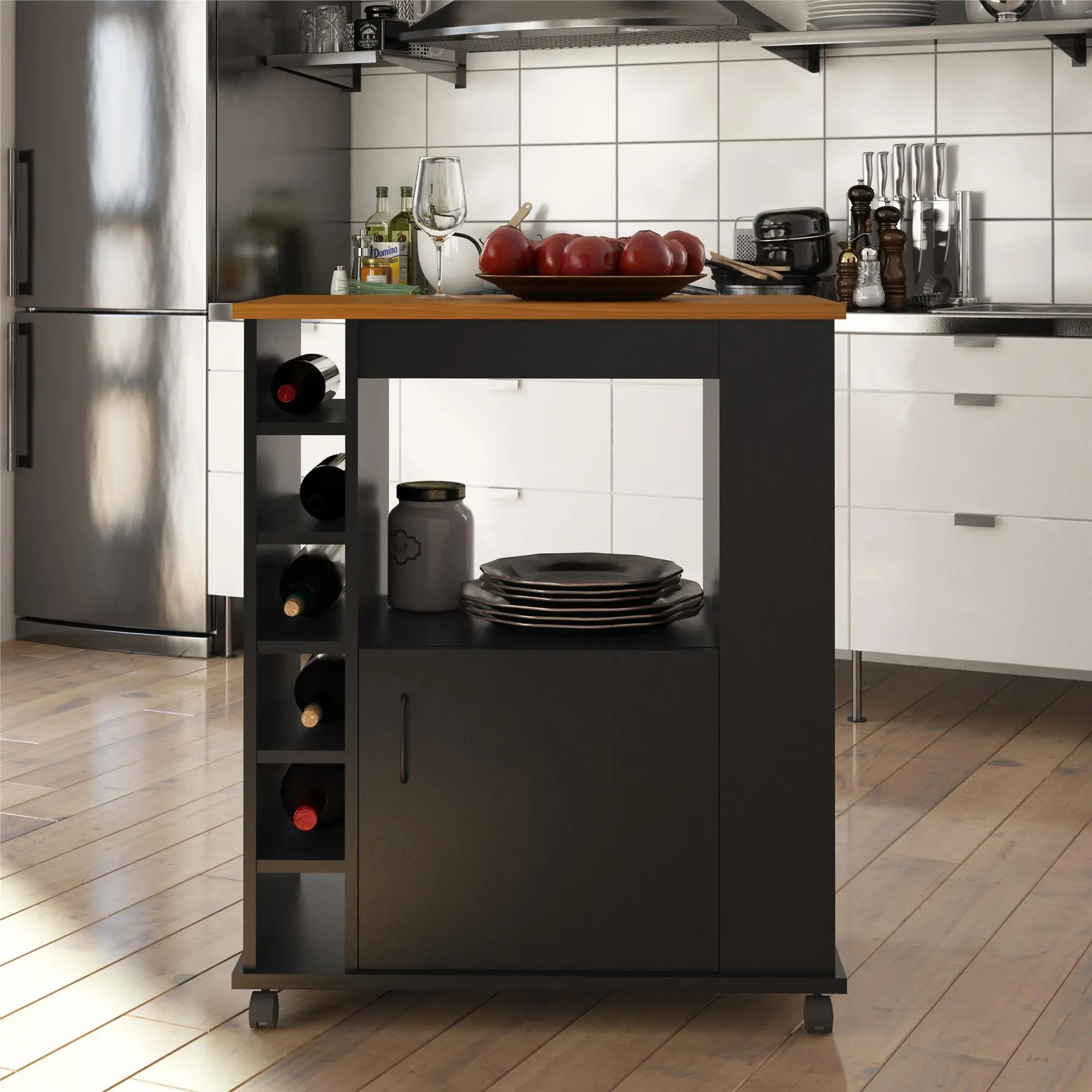 Williams Black Kitchen Cart-3