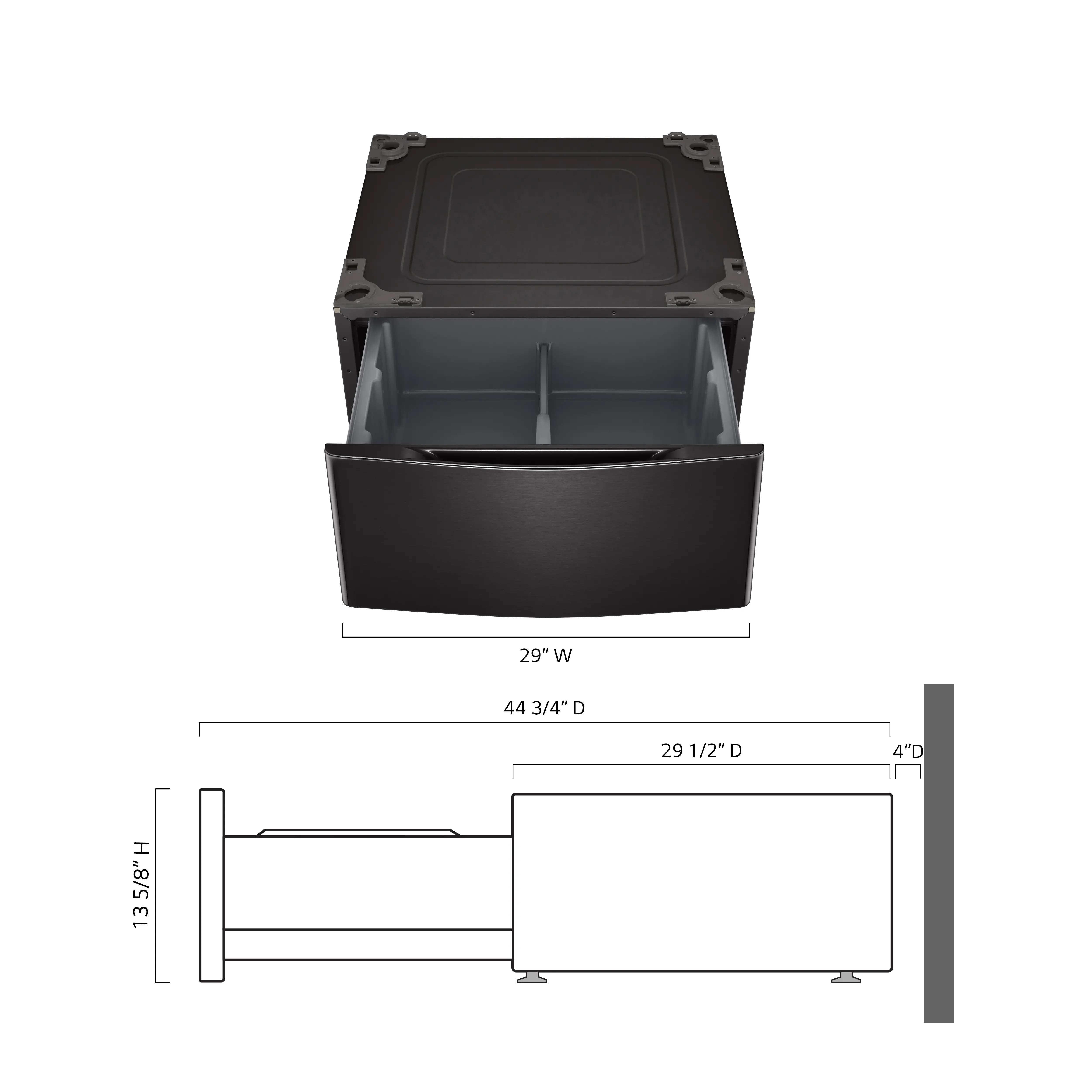 WDP5B LG 29 Inch Washer and Dryer Pedestal - Black Steel-3