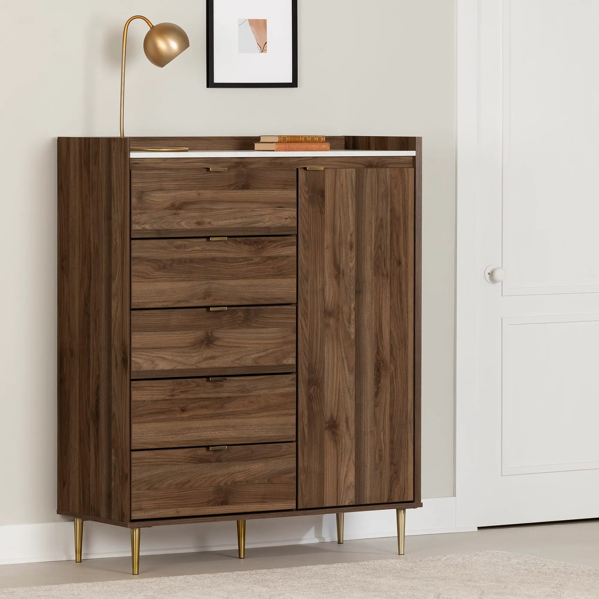 13528 Hype Walnut Brown 5-Drawer Chest of Drawers - South Shore-2