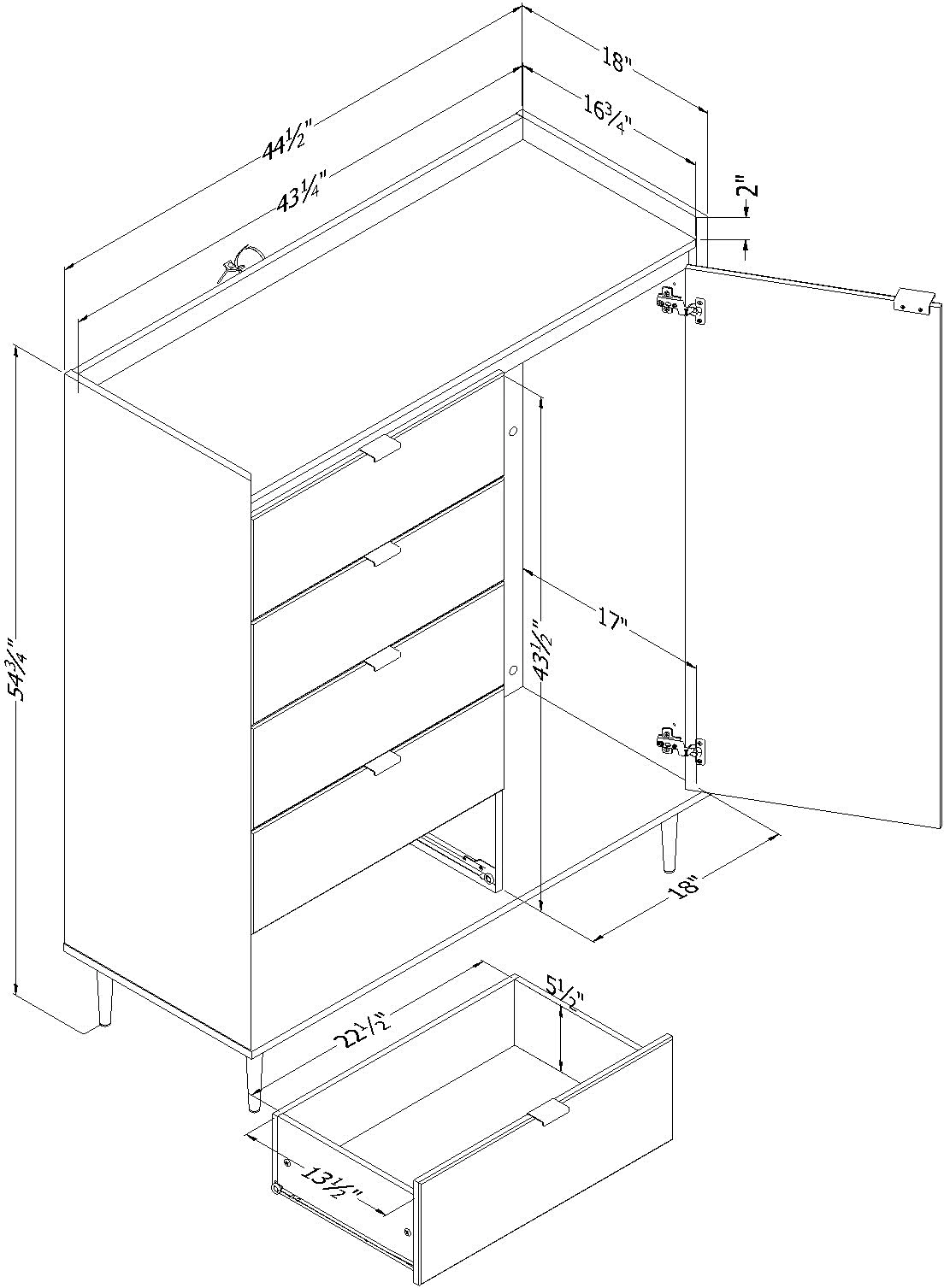 13528 Hype Walnut Brown 5-Drawer Chest of Drawers - South Shore-1