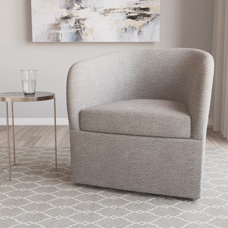Becca Bouclé Gray Swivel Chair - Skyline Furniture