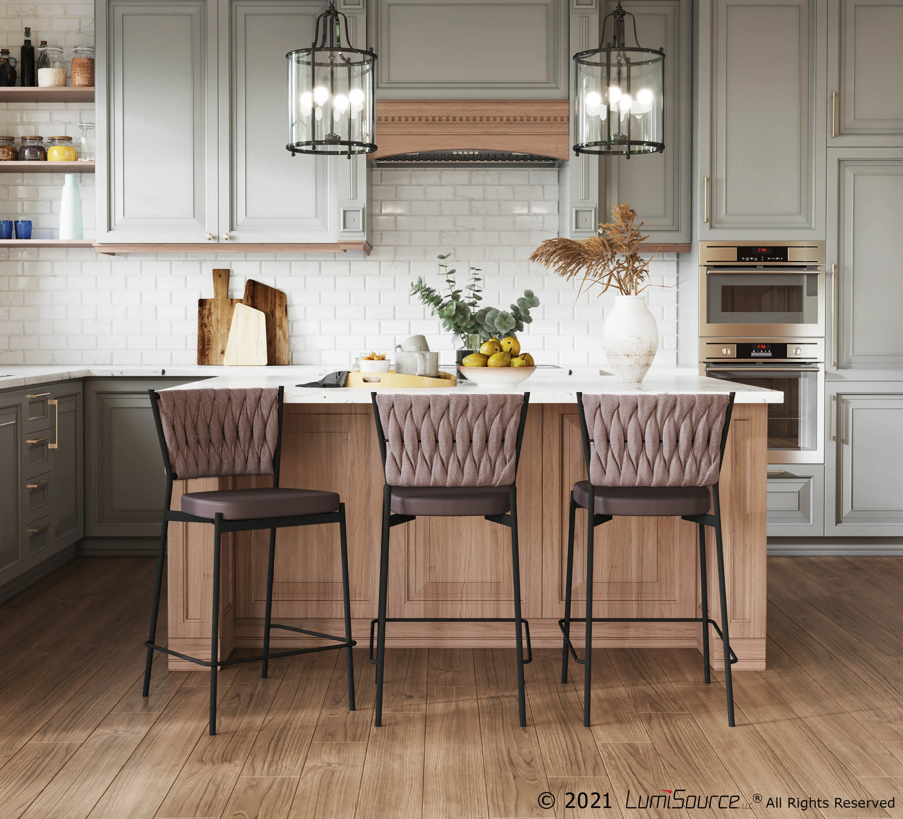 B24-BRAIDTANIA BKGYLBN2 Tania Light Brown Counter Height Stool (Set of 2)-2