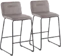 B26-CASPER2 BKGY2 Casper Faux Leather Gray Counter Stool (Set of 2)