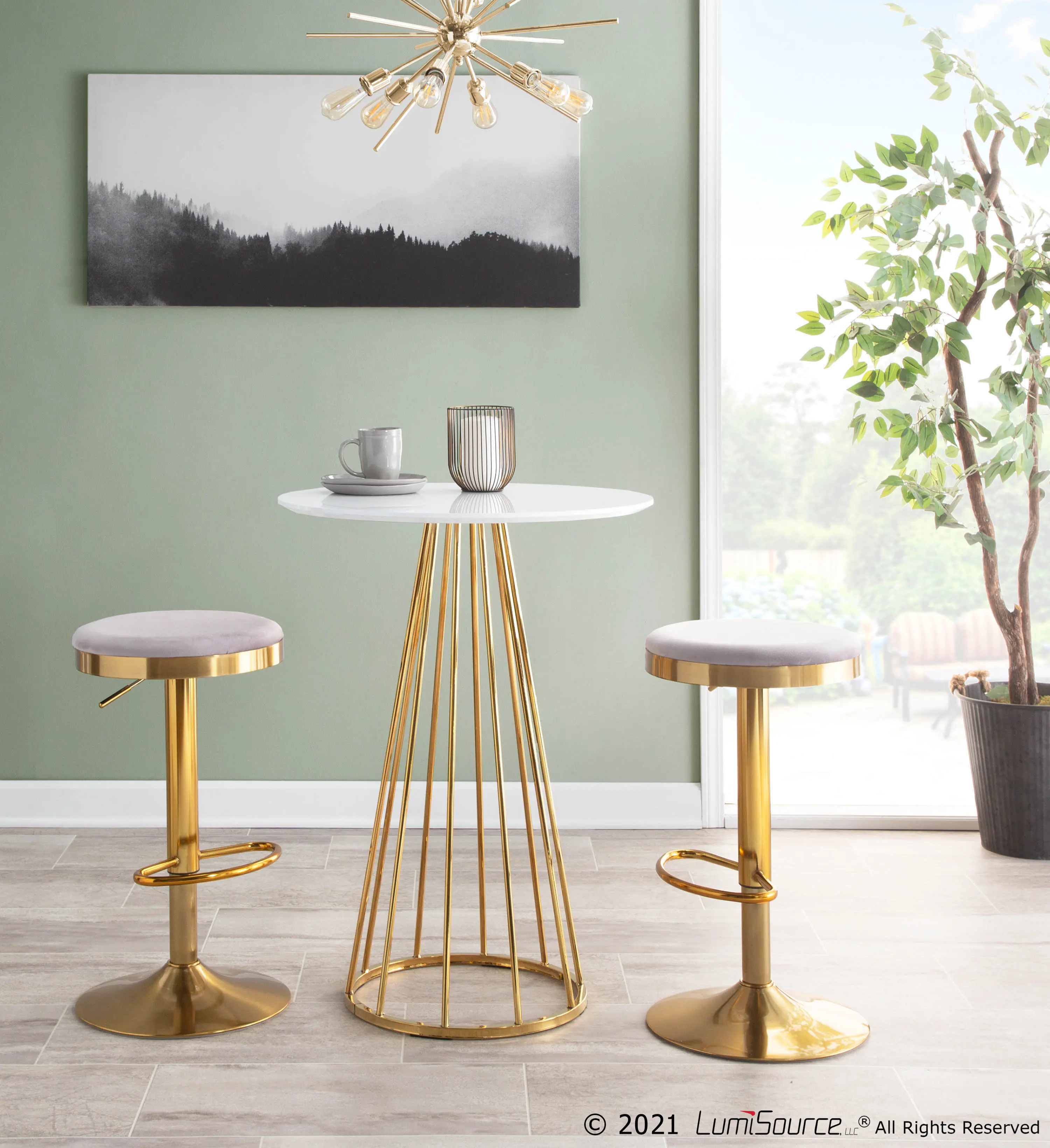 BS-DAKOTA AUVSV2 Dakota Gold and Silver Adjustable Barstool (Set of 2)-2