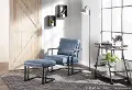 C2-ROMAN BKBU Roman Blue Faux Leather Lounge Chair and Ottoman
