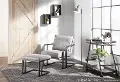 C2-ROMAN BKGY Roman Gray Faux Leather Lounge Chair and Ottoman