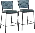 B24-BRAIDTANIA BKGN2 Tania Green Counter Height Stool, Set of 2