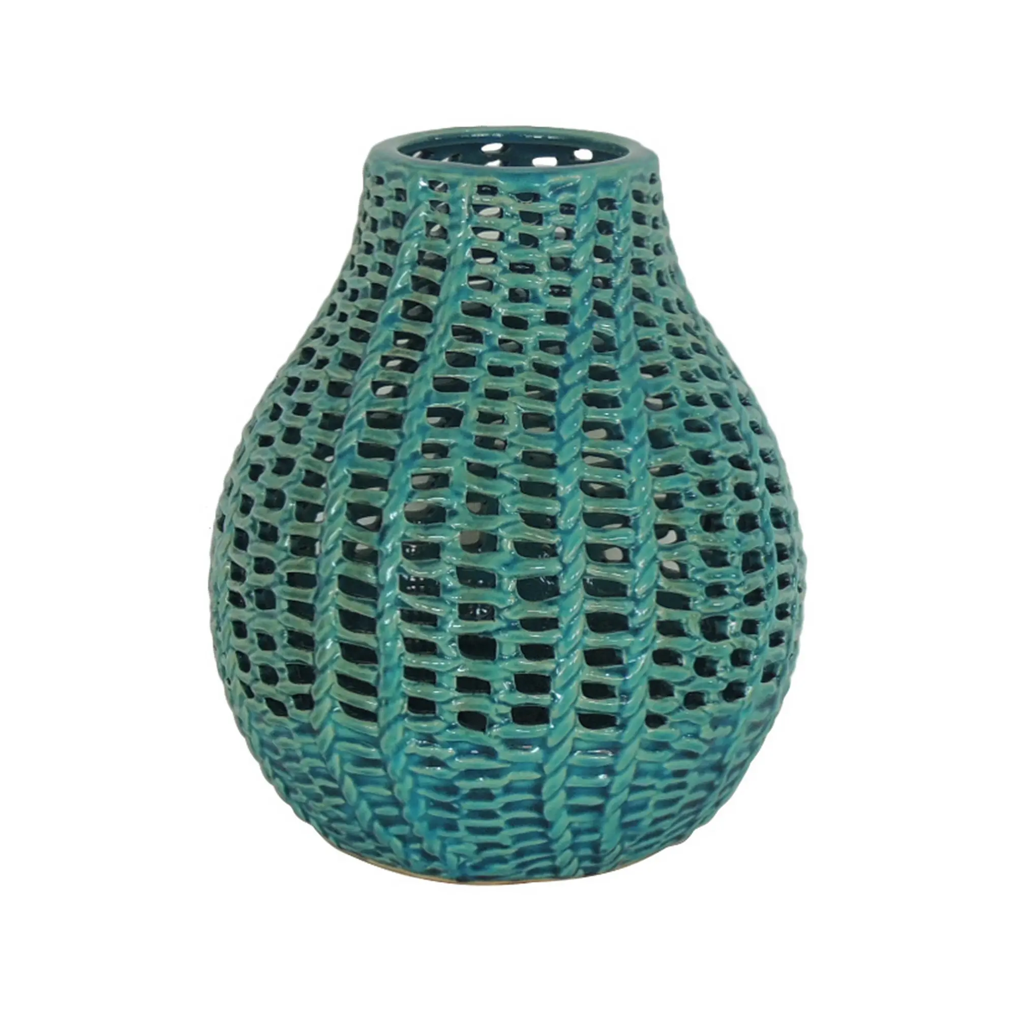 10 Turquoise Blue Weave Porcelain Vase-1