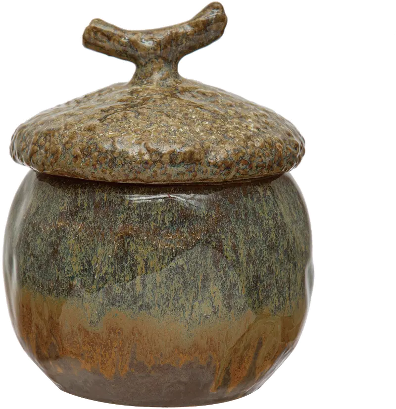 Glazed Brown Acorn Canister