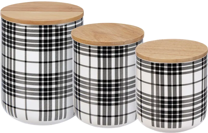 Small Black Plaid Canister