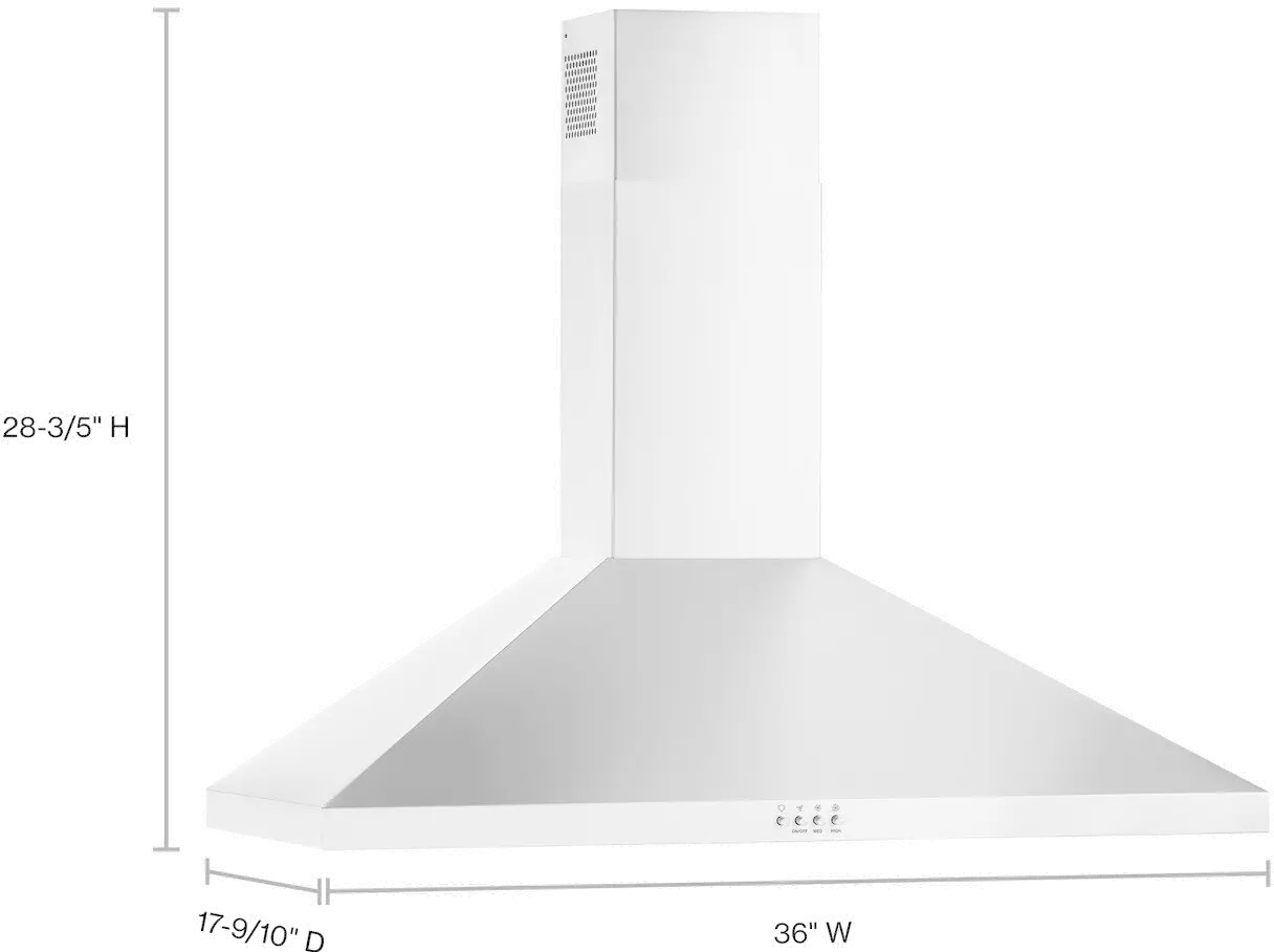 WVW53UC6LS Whirlpool 36 Inch Wall Mount Chimney Hood - Stainless Steel-7
