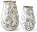 Medium 8.25 White and Blue Floral Vase