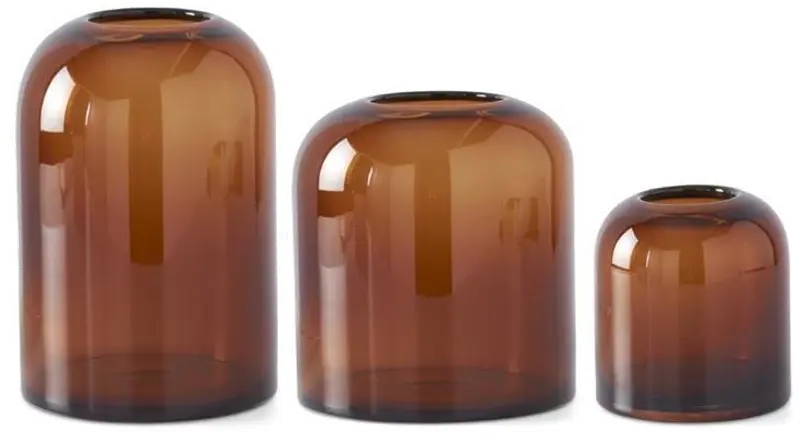 Small 5 Inch Amber Glass Vase