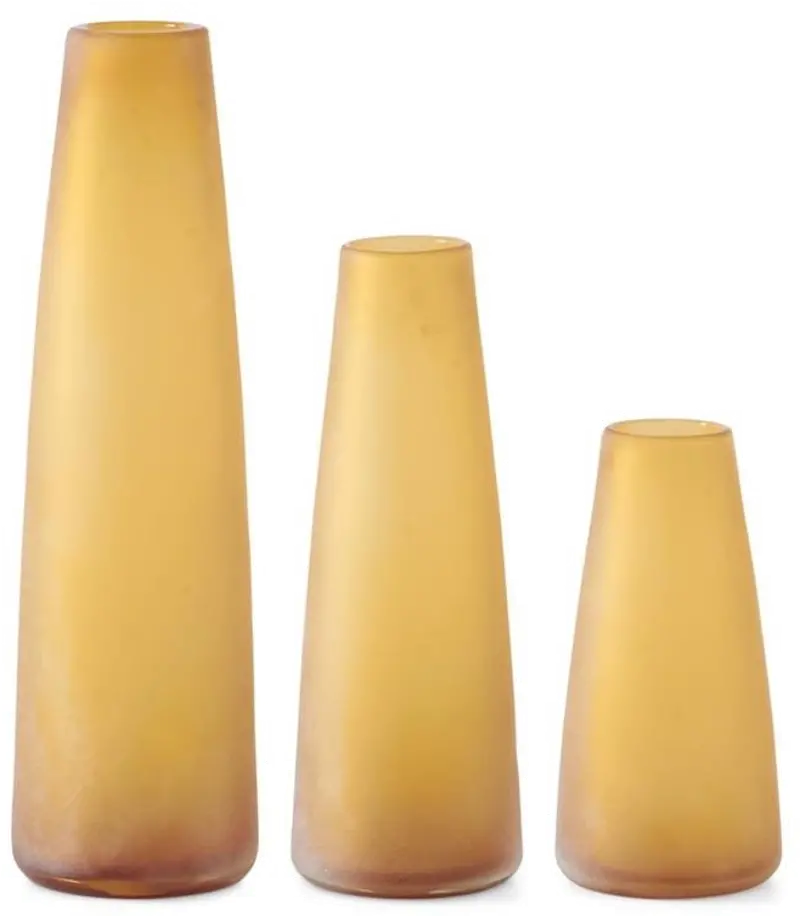 Medium 12.25 Inch Frosted Amber Vase