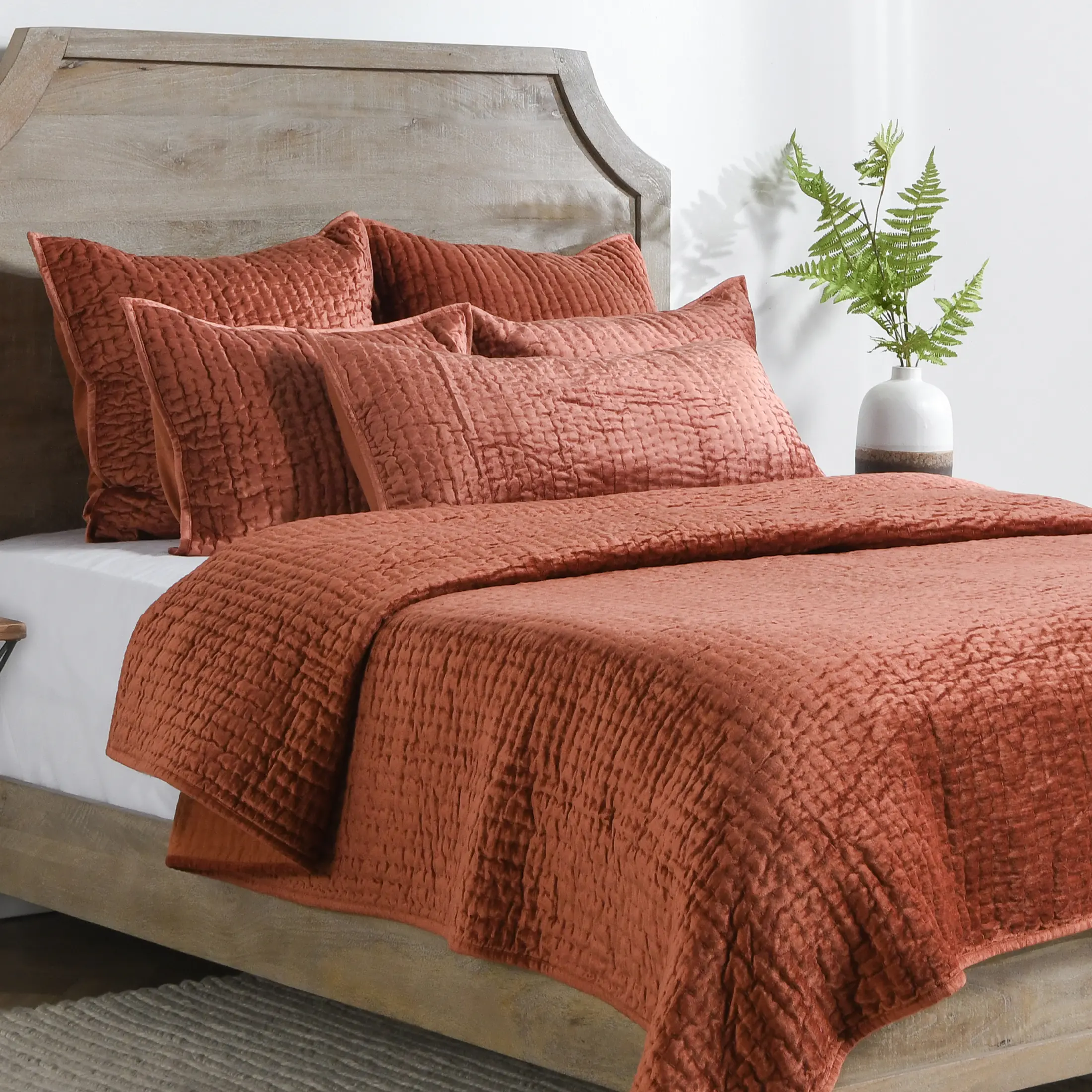 Bari Orange Velvet Queen 4-Piece Comforter Set-1