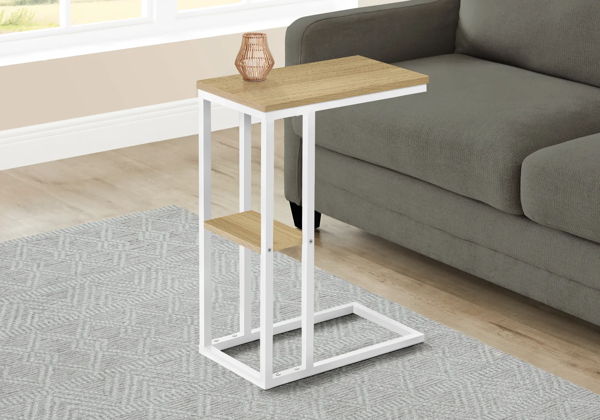 Monarch White and Light Brown Side Table-2