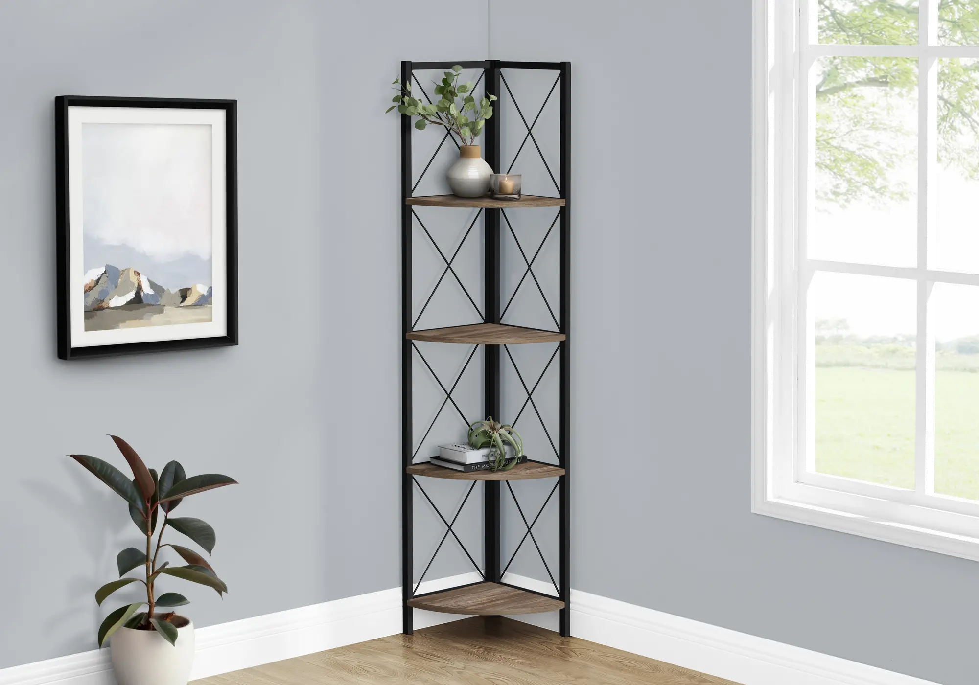 Jaden Brown 4-Tier Corner Bookcase-2