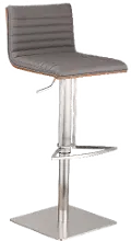 LCCASWBAGRB201 Café Gray and Chrome Adjustable Height Bar Stool