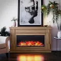 Elmcroft Brown Wide Mantel with Linear Electric Fireplace