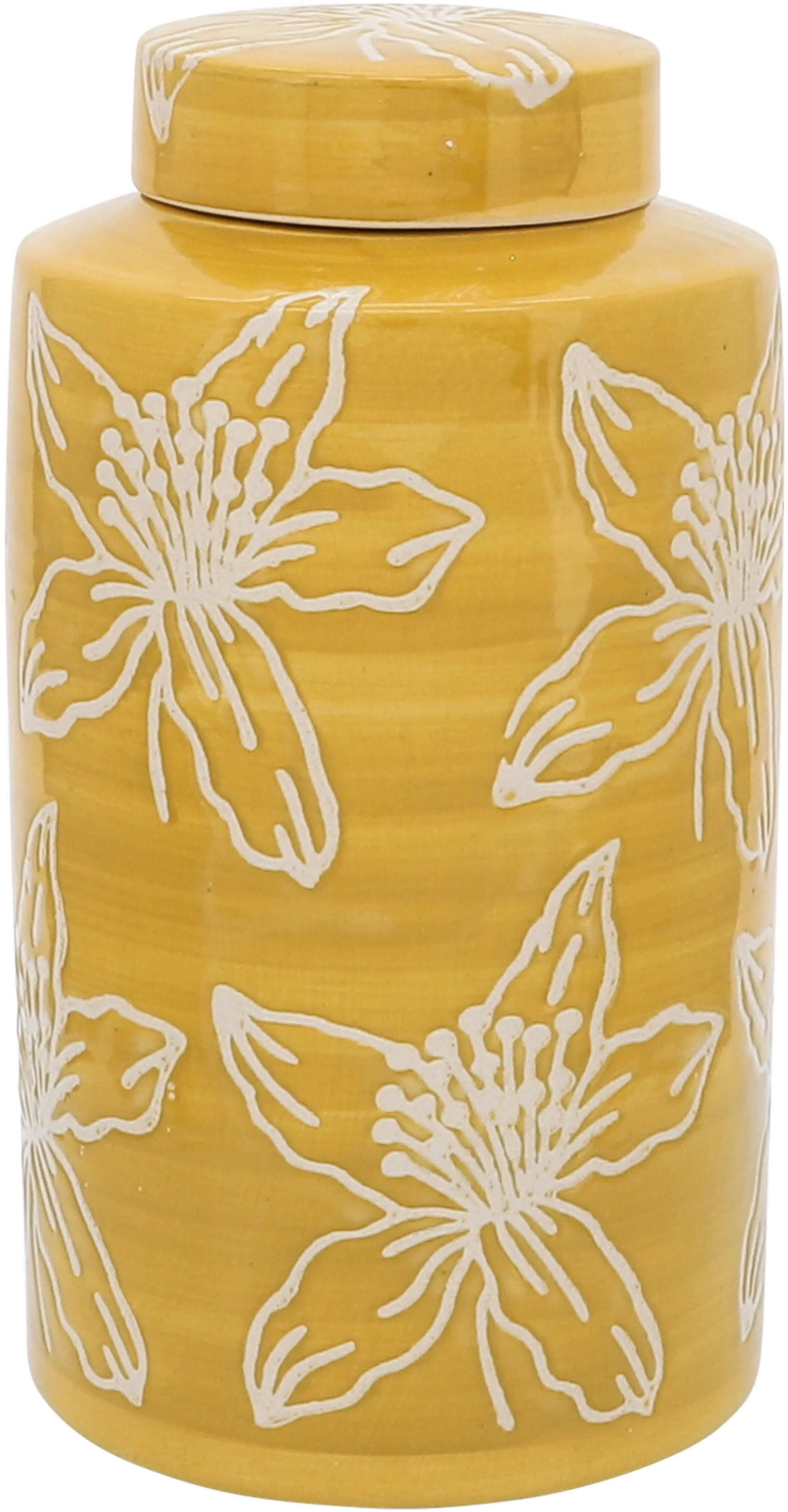 10 Yellow Floral Jar with Lid-1