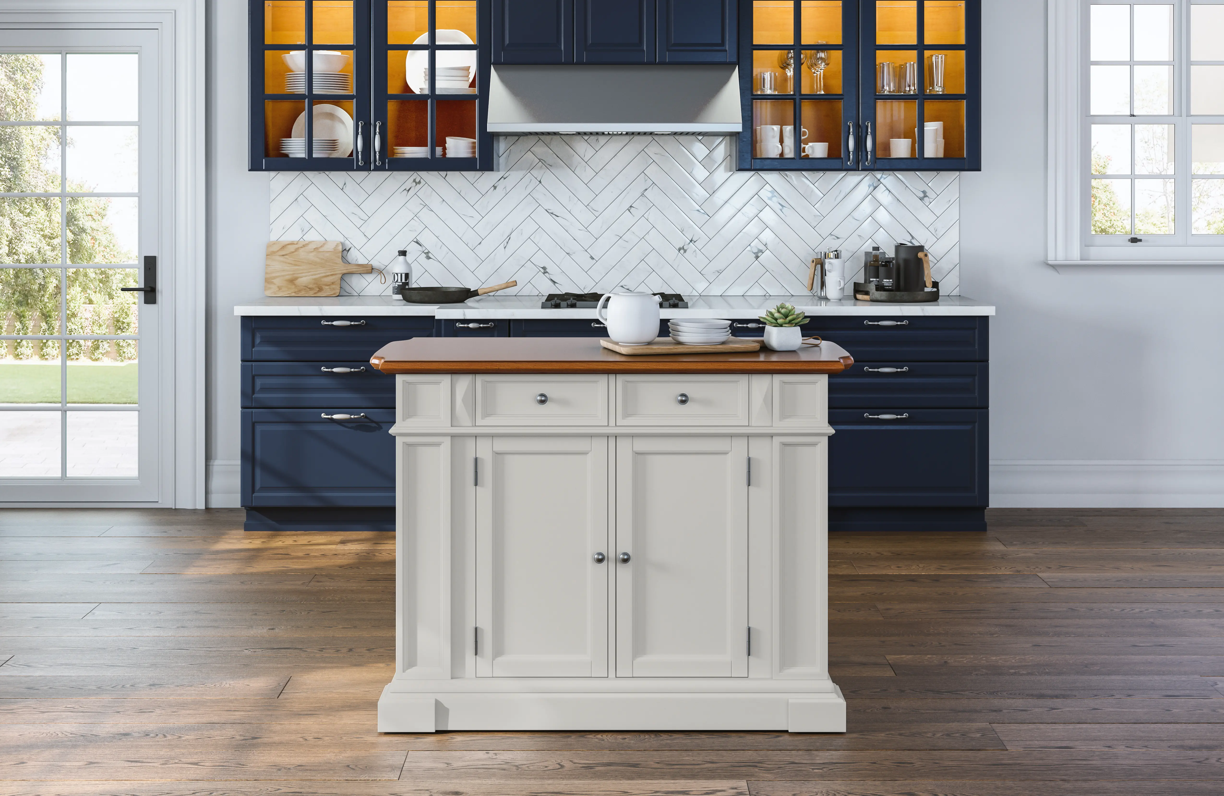 5002-94 Americana White Kitchen Island-1