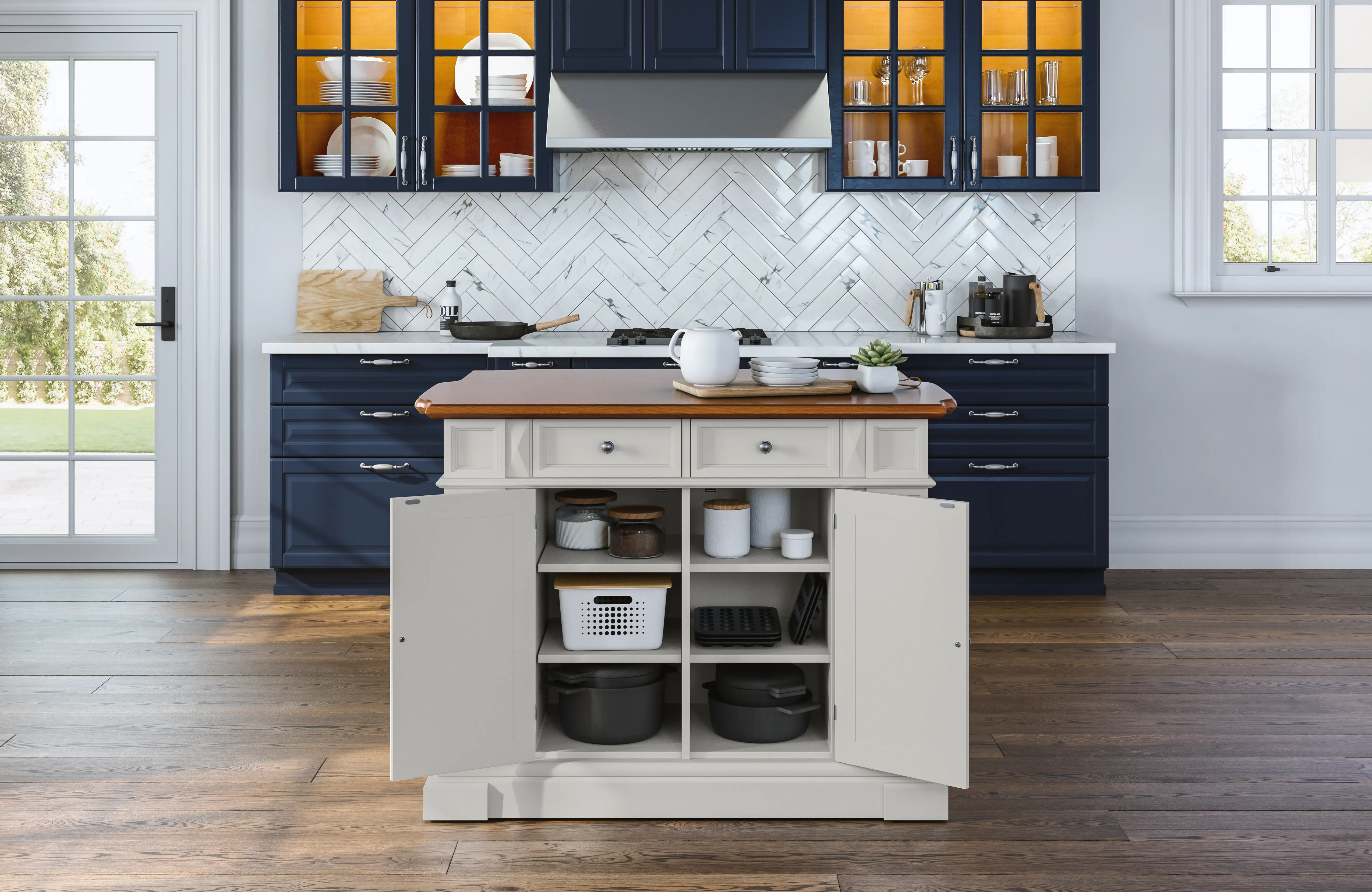 5002-94 Americana White Kitchen Island-2