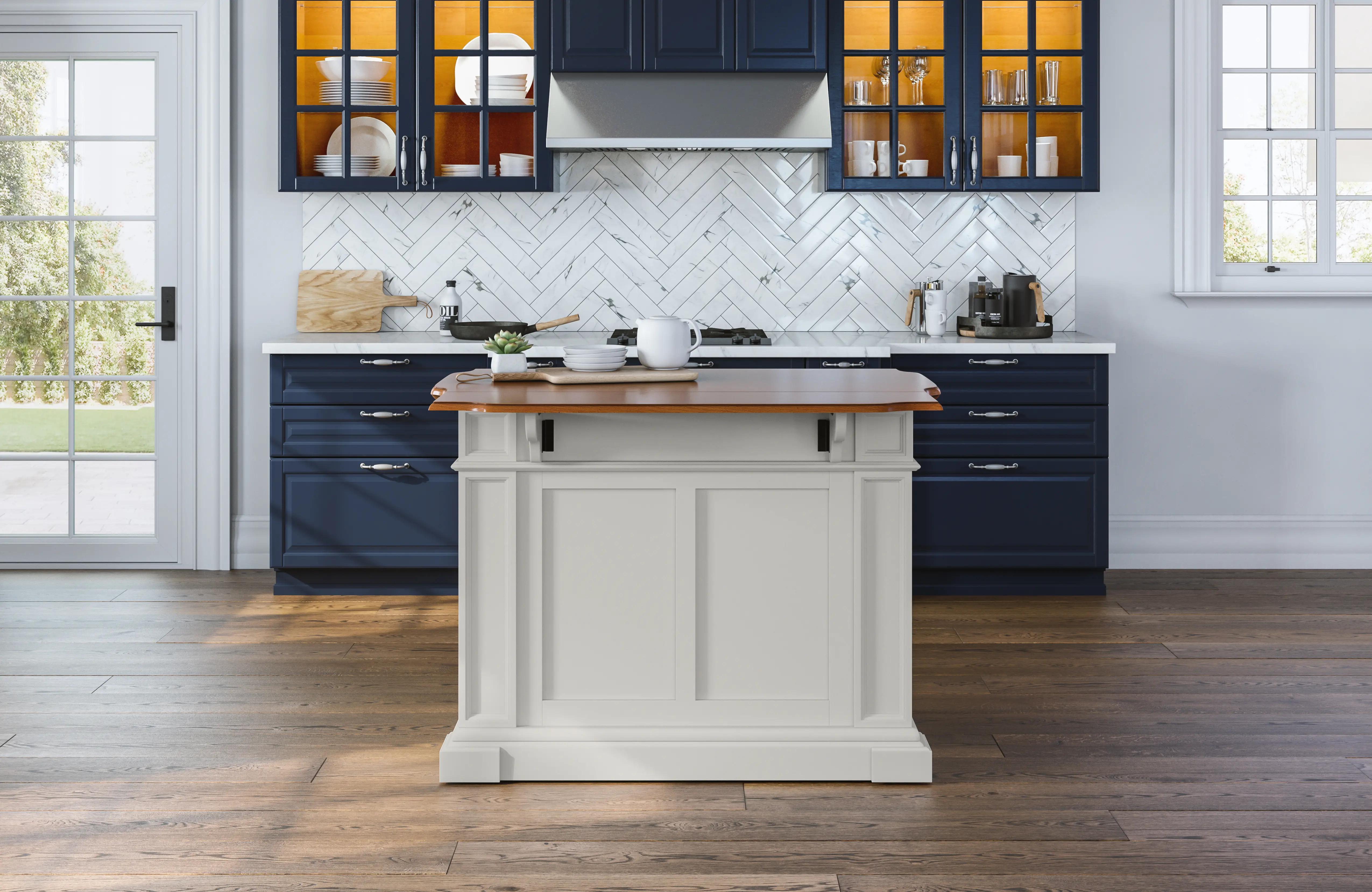 5002-94 Americana White Kitchen Island-3