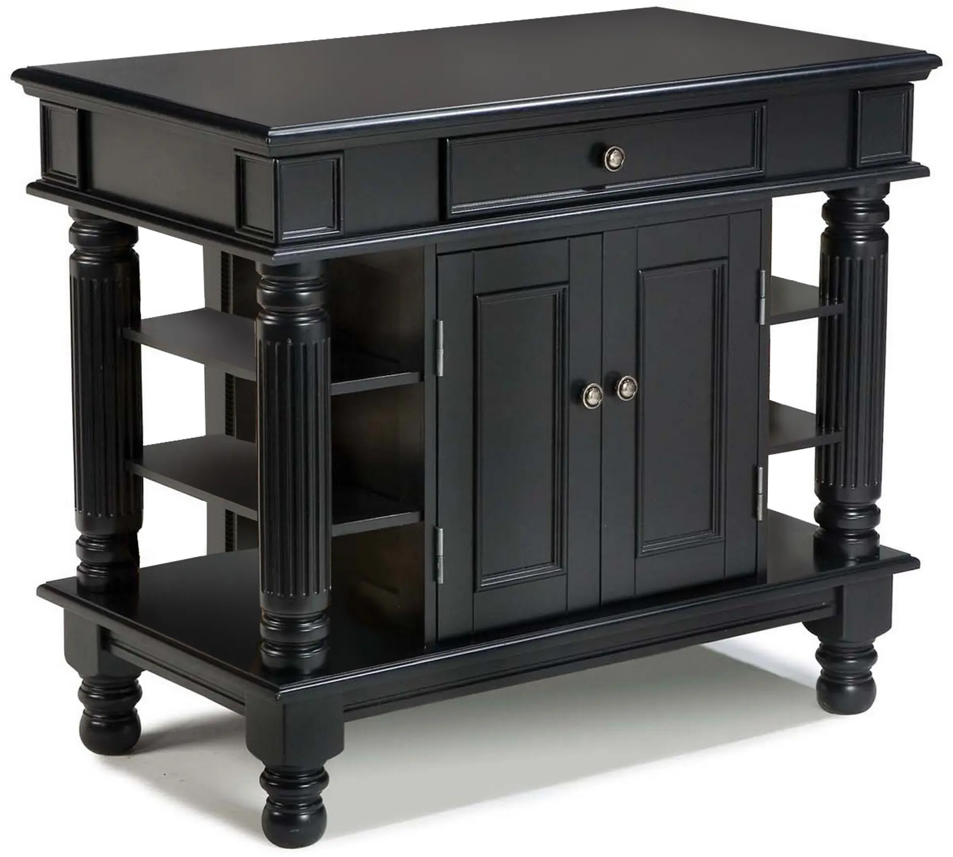 5092-94 Americana Black Kitchen Island with Shelves-1