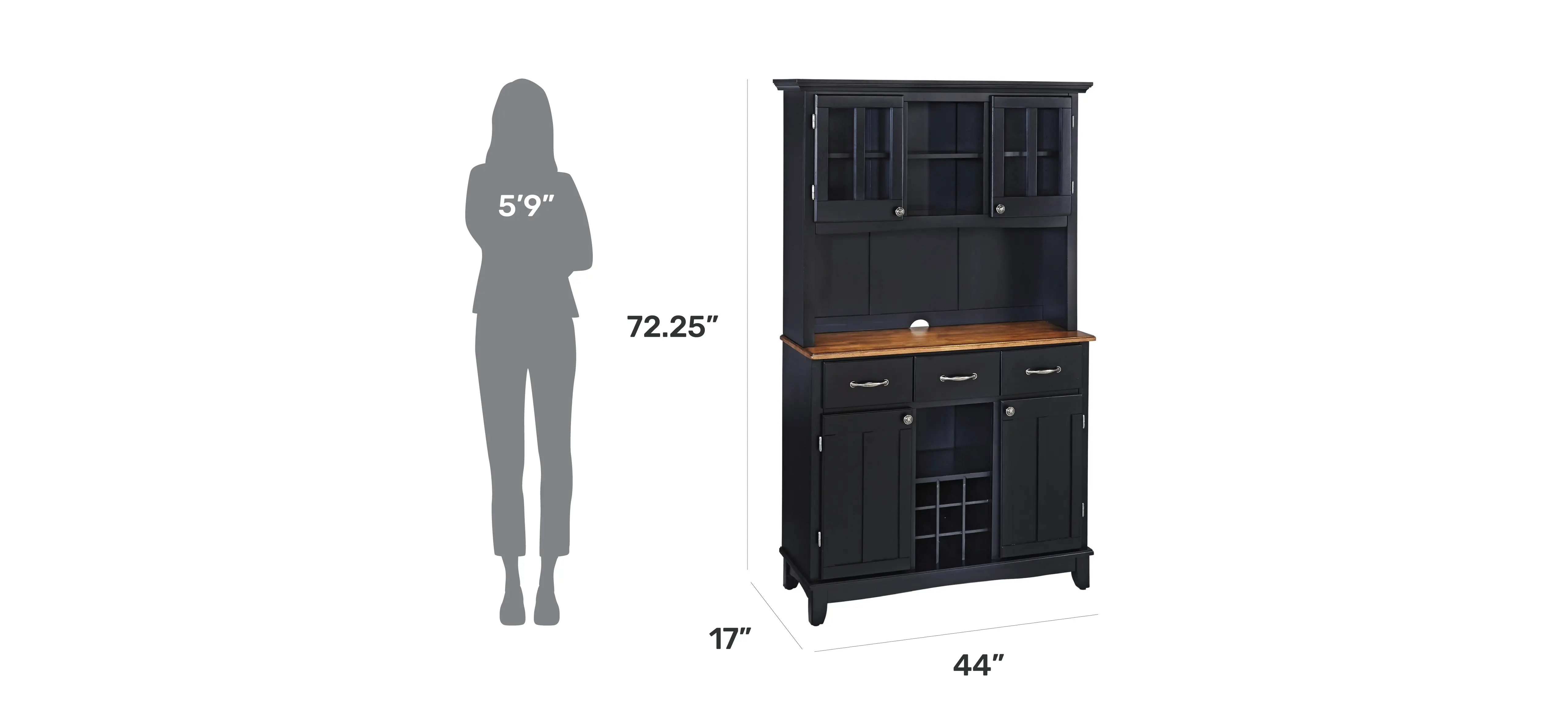 5100-0046-42 Homestyles Black Buffet with Hutch-5