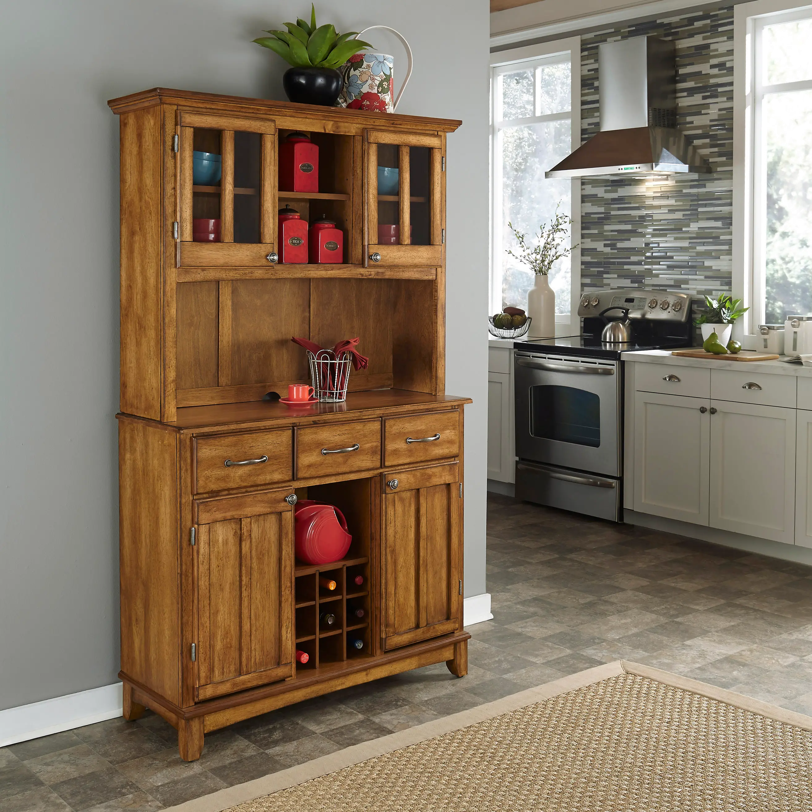 5100-0066-62 Homestyles Brown Buffet with Hutch-2