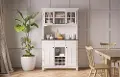 5100-0023-22 Homestyles Large Off-White with Stainless Steel top Buffet with Hutch