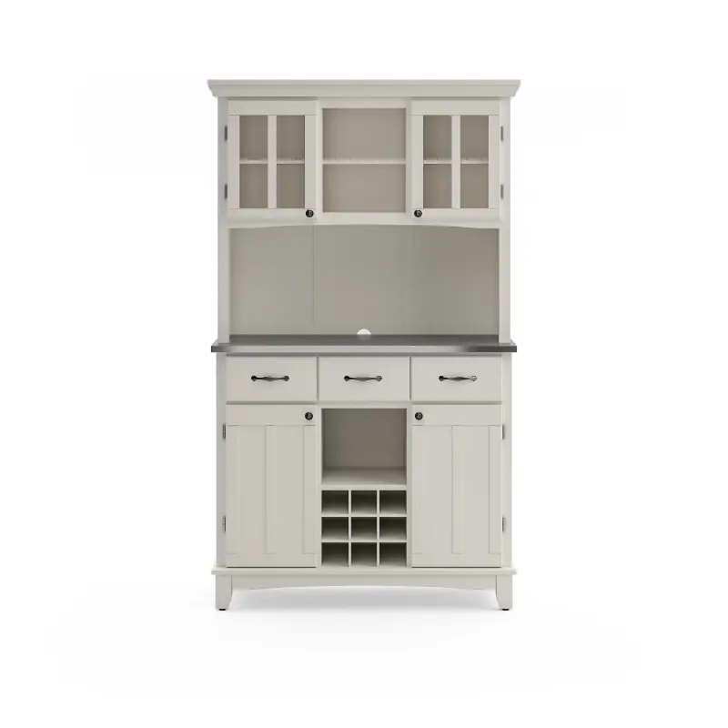 Homestyles Off-White with Stainless Steel top Buffet with Hutch