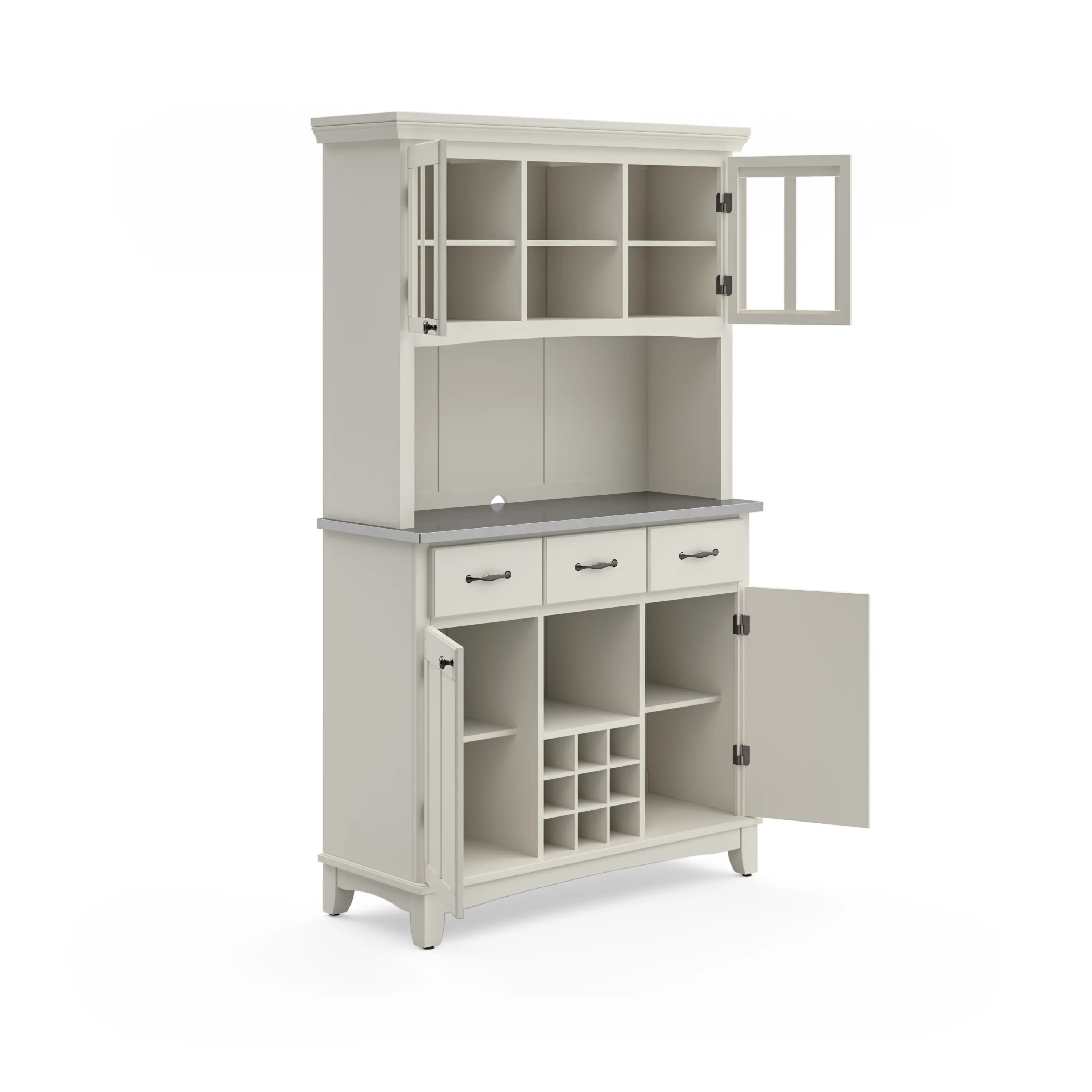 5100-0023-22 Homestyles Off-White with Stainless Steel top Buffet with Hutch-5