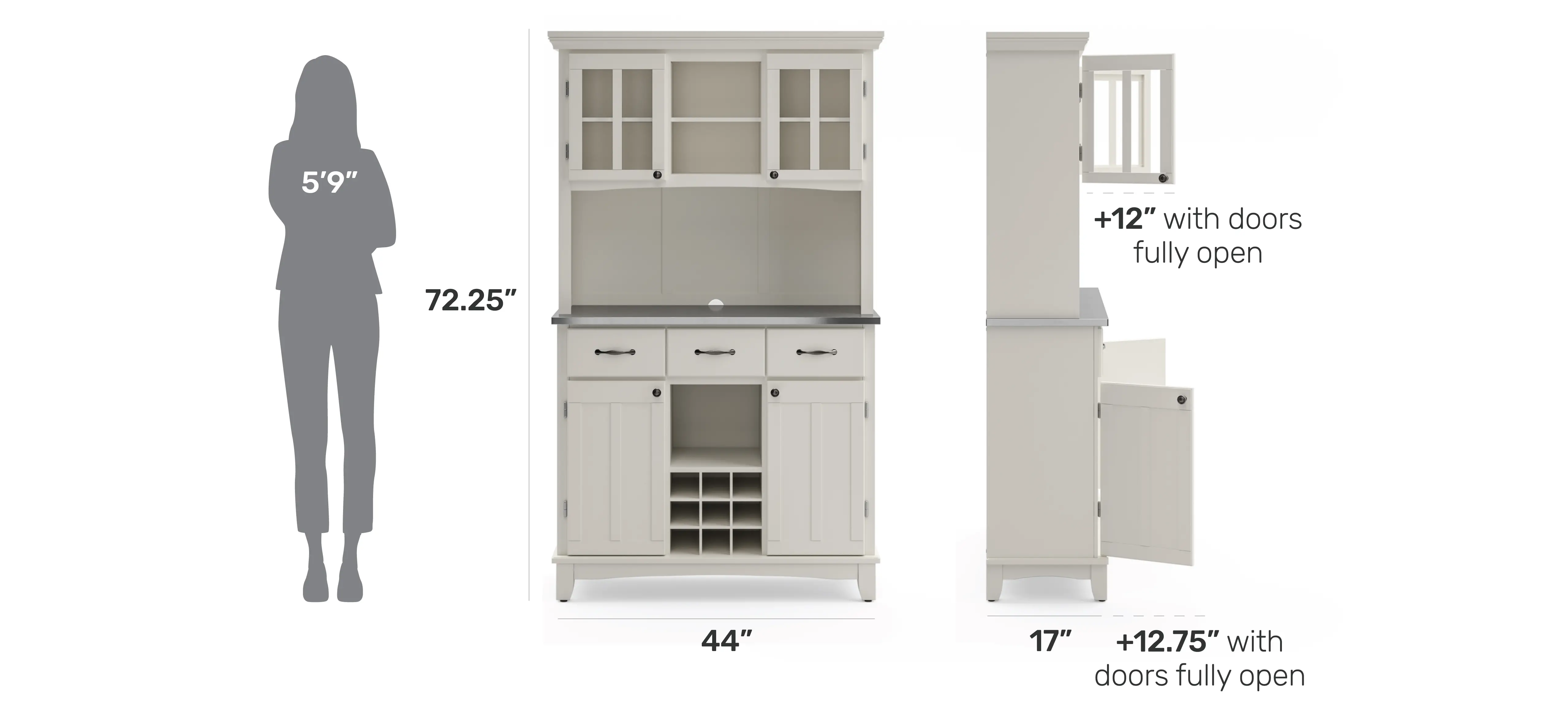 5100-0023-22 Homestyles Off-White with Stainless Steel top Buffet with Hutch-8