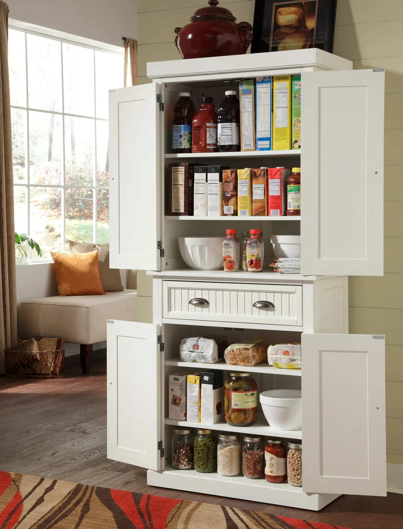 5022-69 Nantucket Off-White Tall Storage Pantry-3