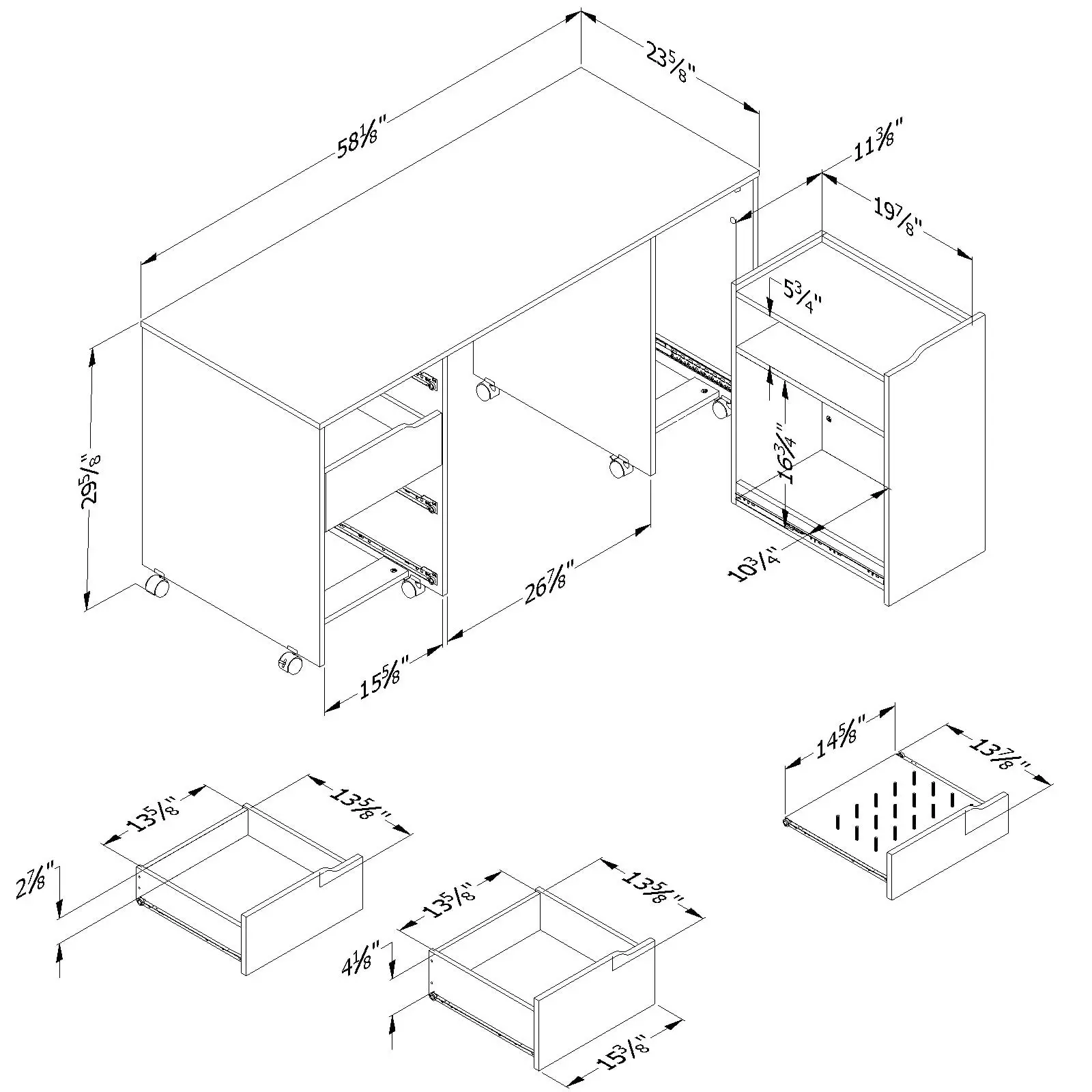7550728 Crea White Sewing Craft Table with Wheels - South Shore-10