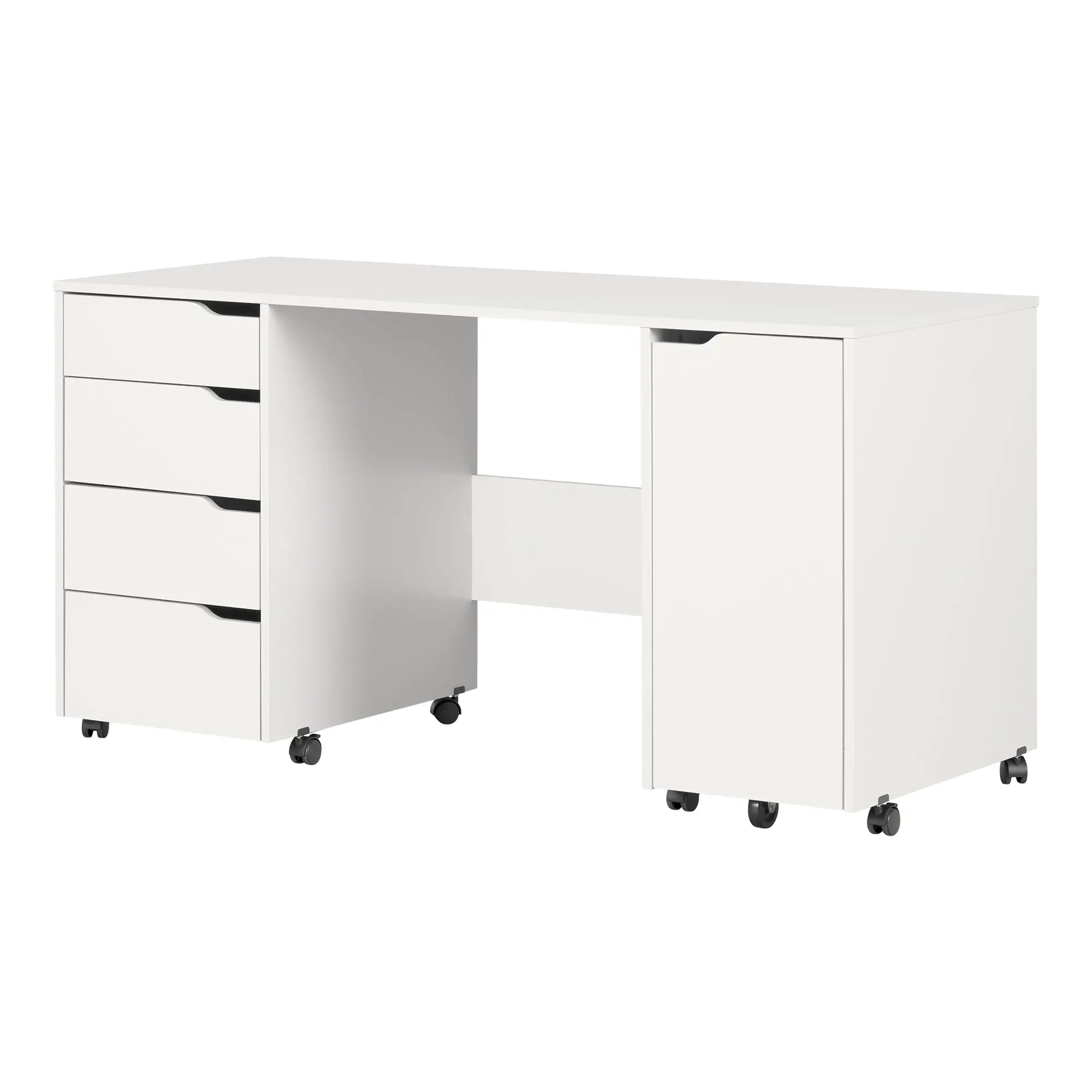 7550728 Crea White Sewing Craft Table with Wheels - South Shore-1