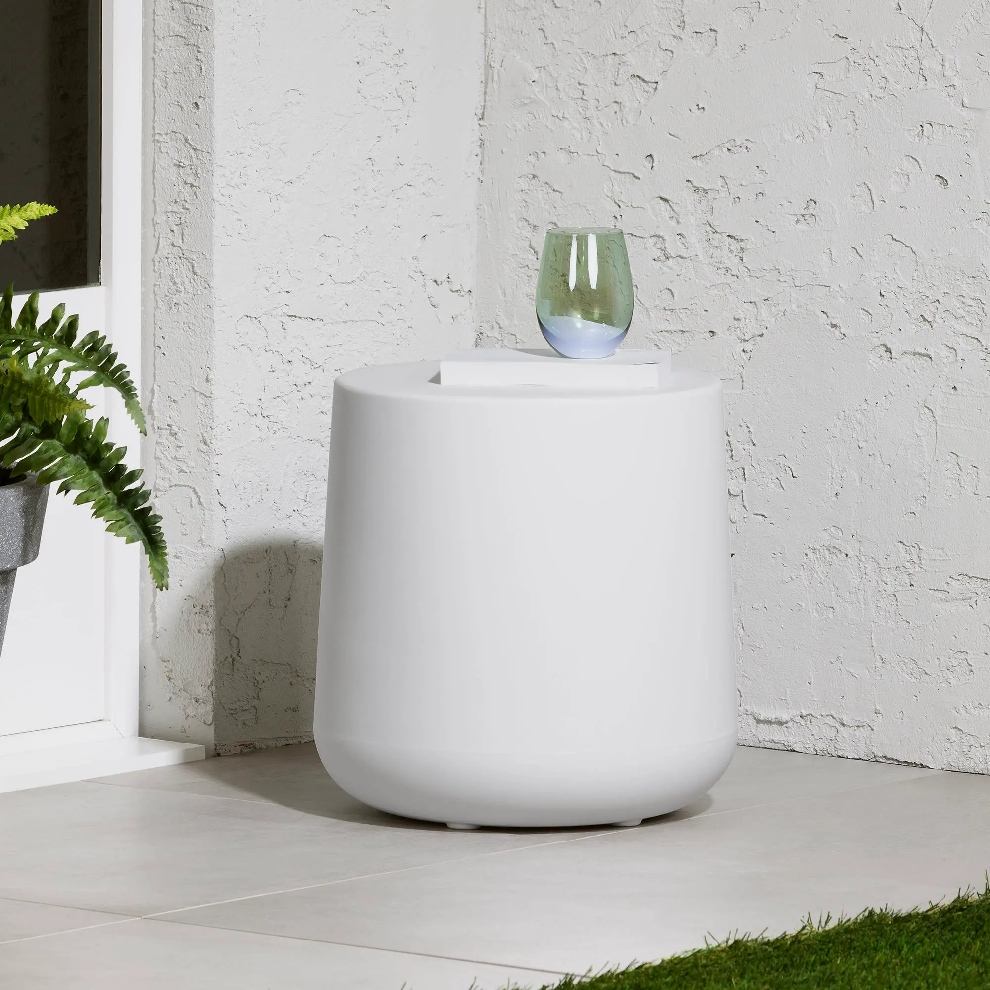 13794 Dalya White Round Outdoor Side Table-3