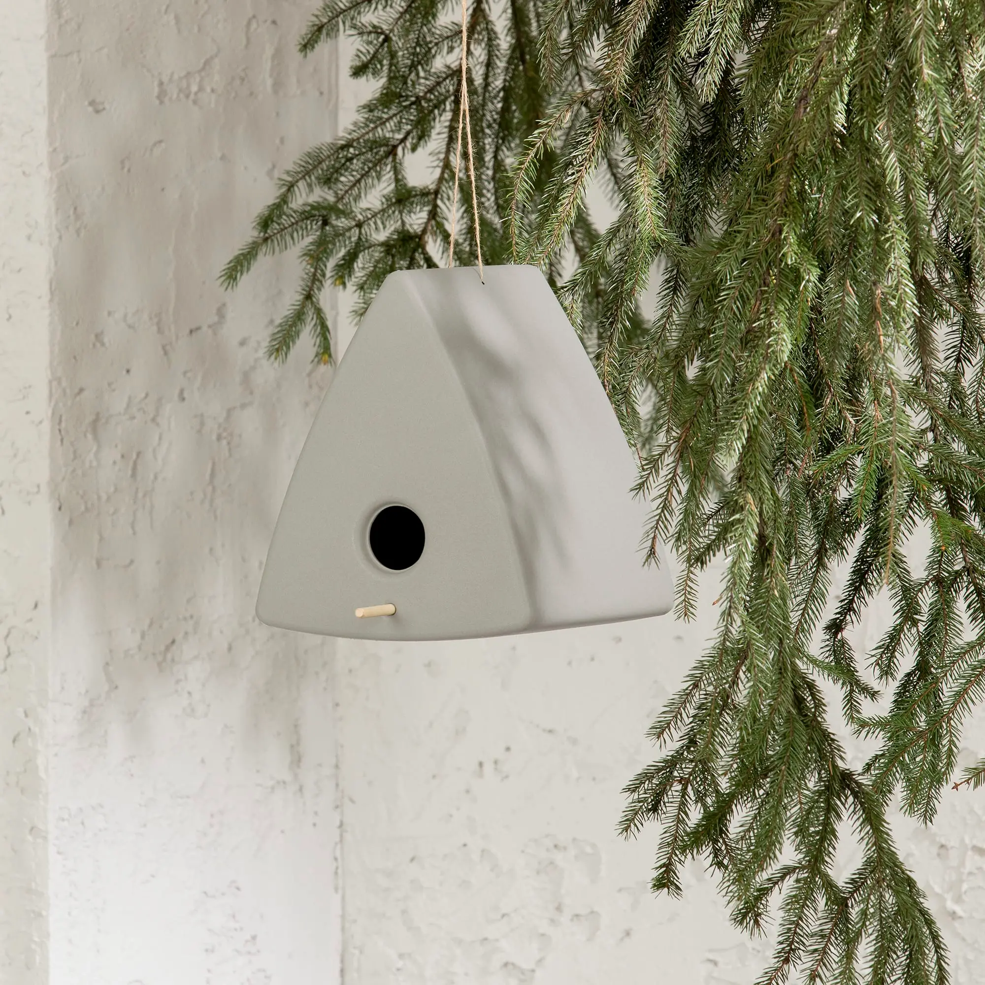 14246 Dalya Greige Triangle Decorative Birdhouse - South Shore-2