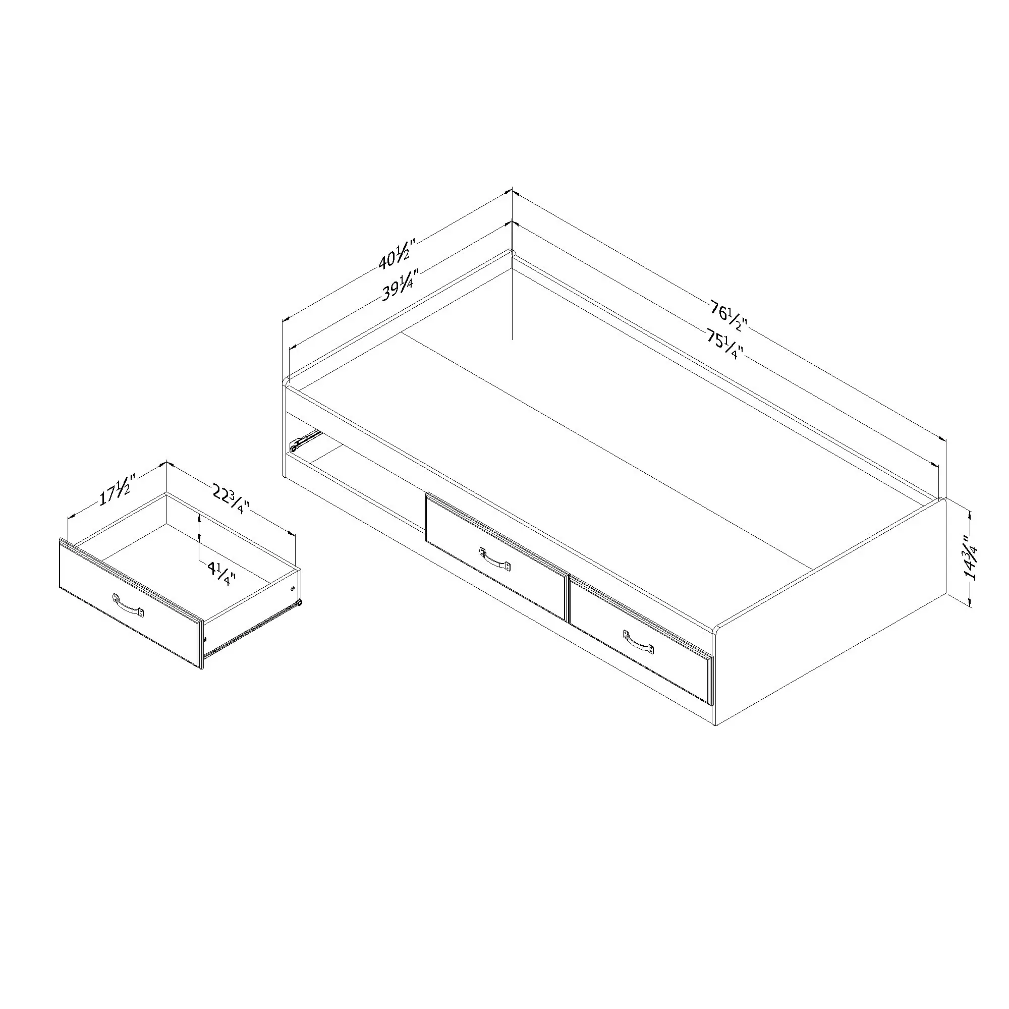 14498 Ulysses Gray Oak Twin 3-Drawer Mates Bed - South Shore-6