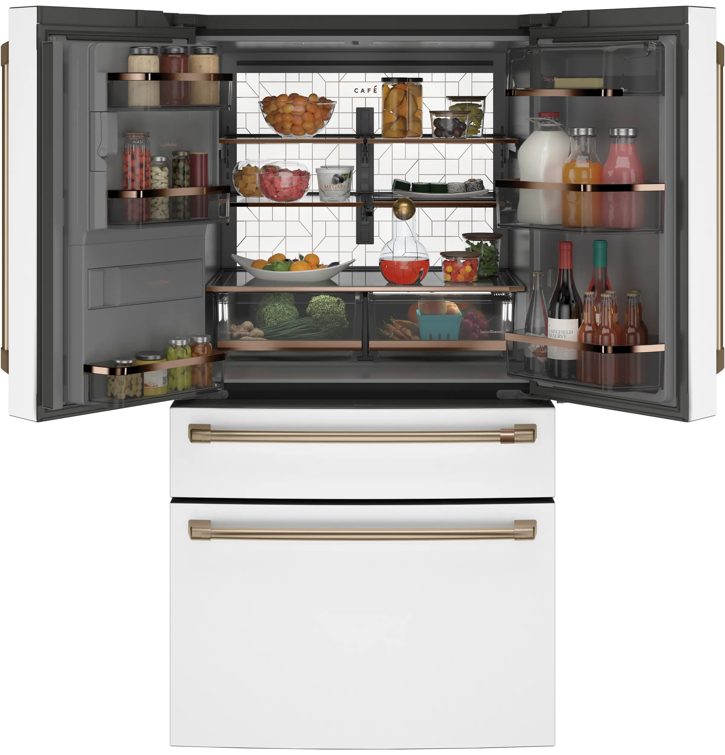 CXE22DP4PW2 GE Cafe 22.3 Cu Ft French Door Refrigerator - Counter Depth Matte White-1