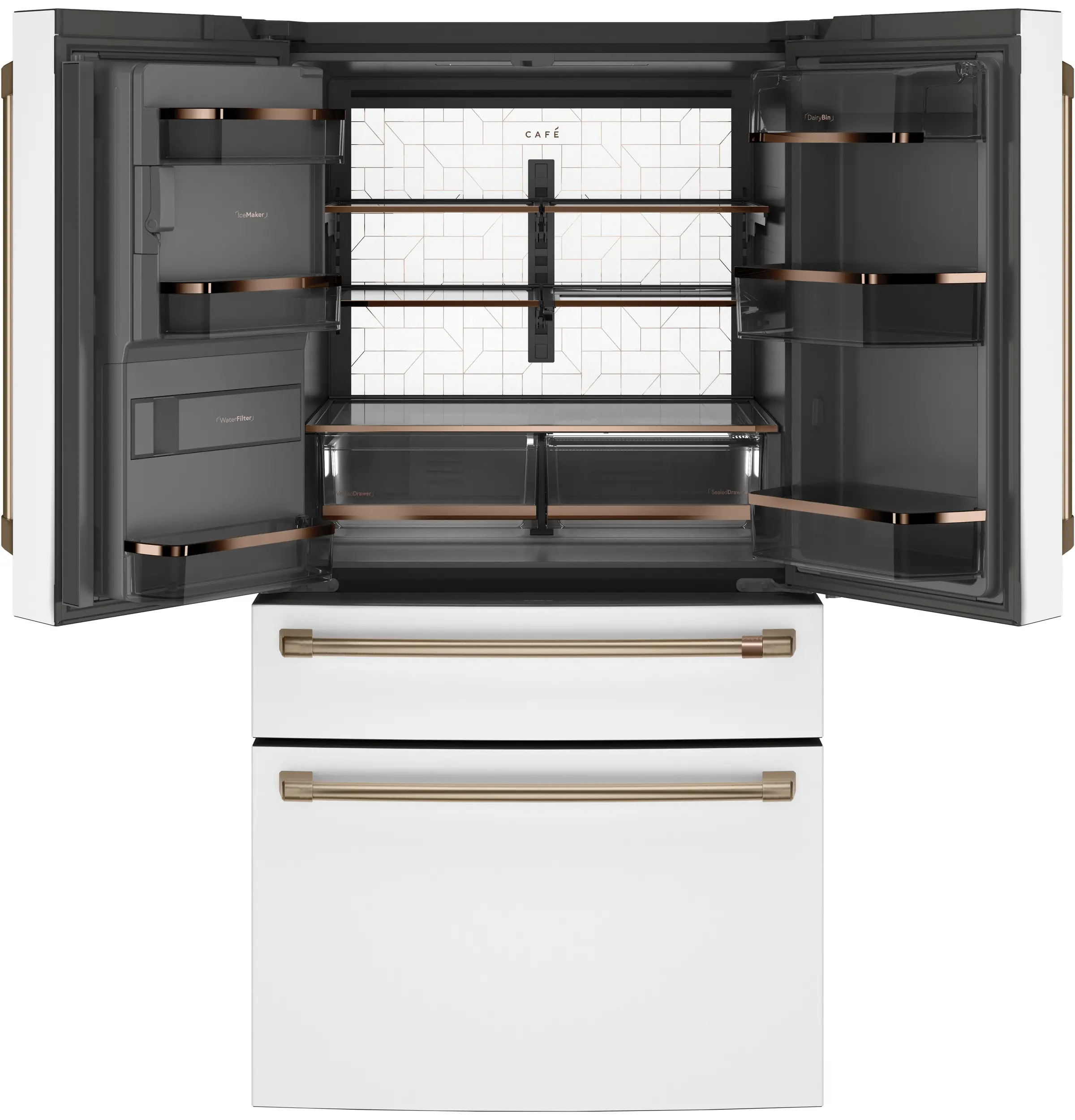 CXE22DP4PW2 GE Cafe 22.3 Cu Ft French Door Refrigerator - Counter Depth Matte White-3
