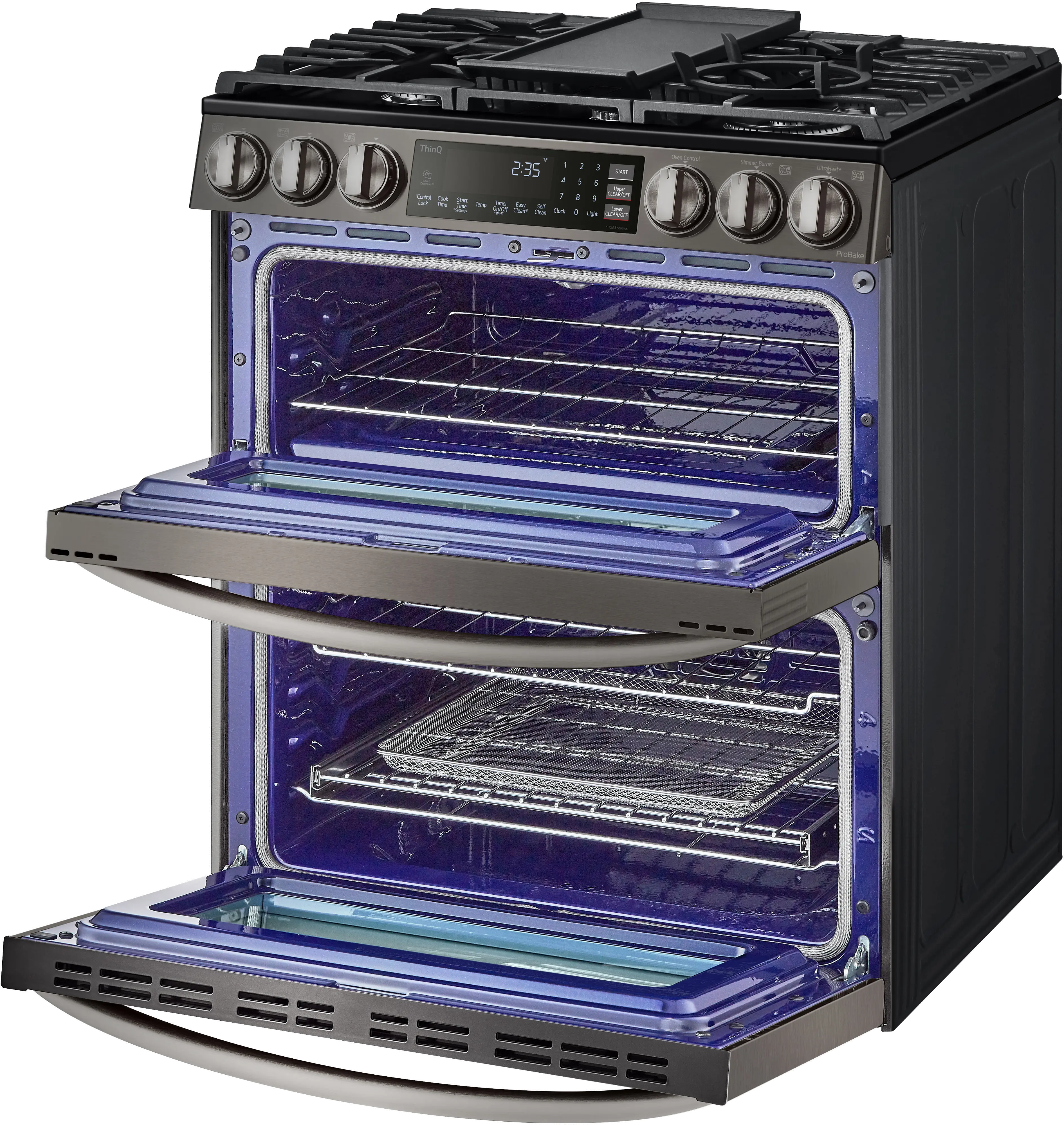 LTGL6937D LG 6.9 cu ft Double Oven Gas Range with InstaView - Black Stainless Steel-6