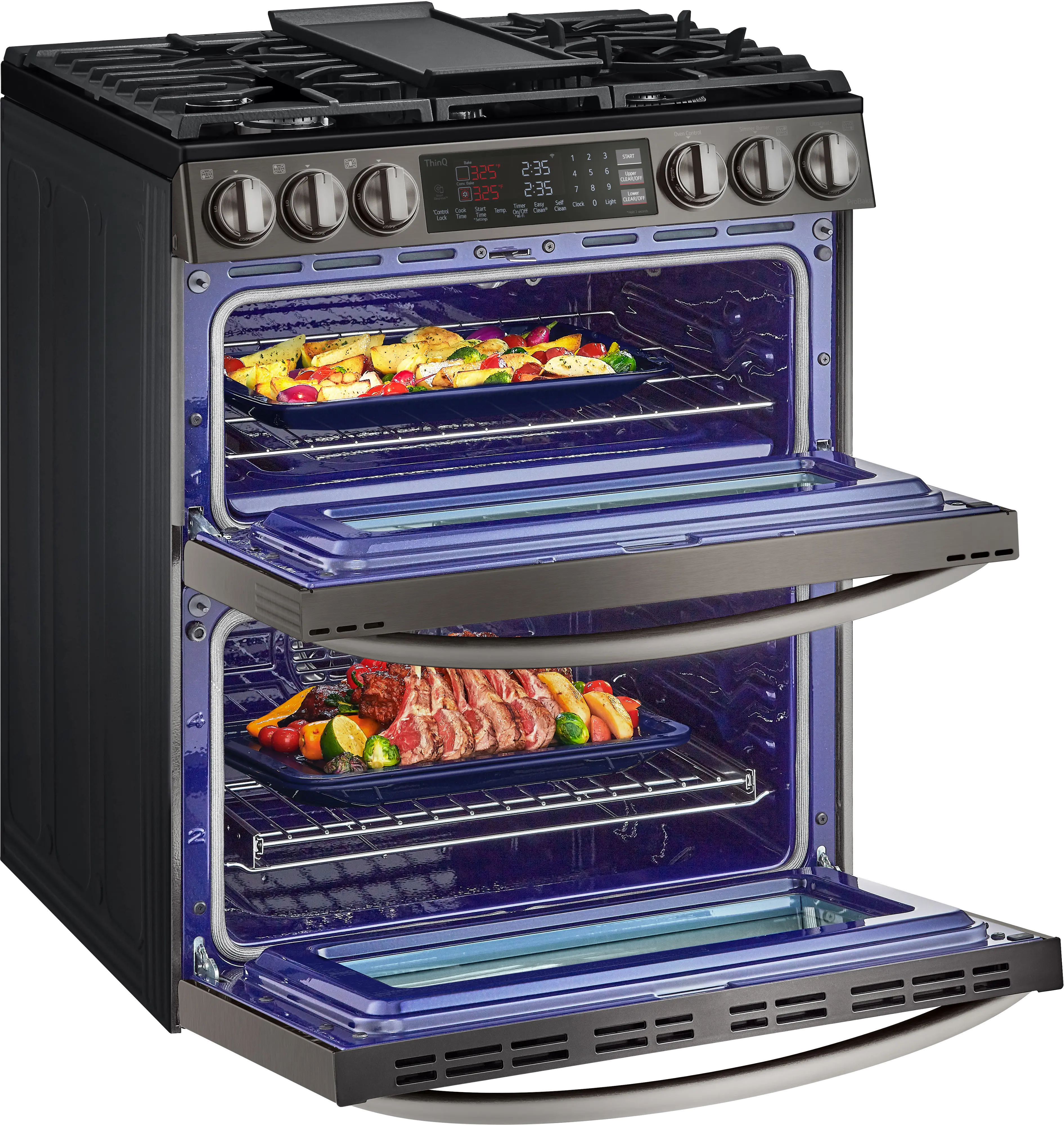 LTGL6937D LG 6.9 cu ft Double Oven Gas Range with InstaView - Black Stainless Steel-7