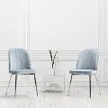 Nash Blue Velvet Tufted Side Chair, Set of 2