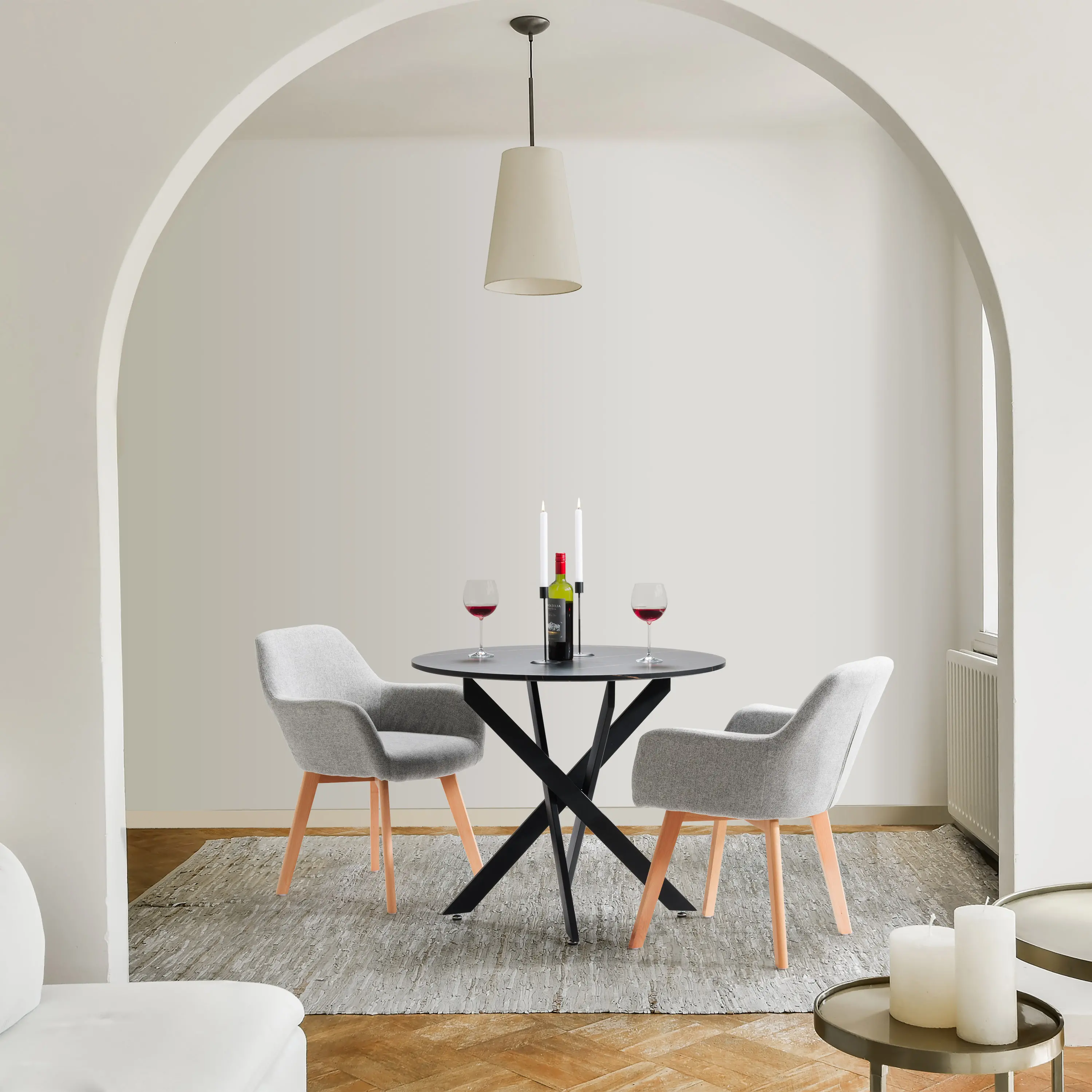 Ayla Light Gray Upholstered Side Chair, Set of 2-2