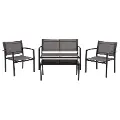 Everett 4 Piece Gray Mesh Patio Conversation Set