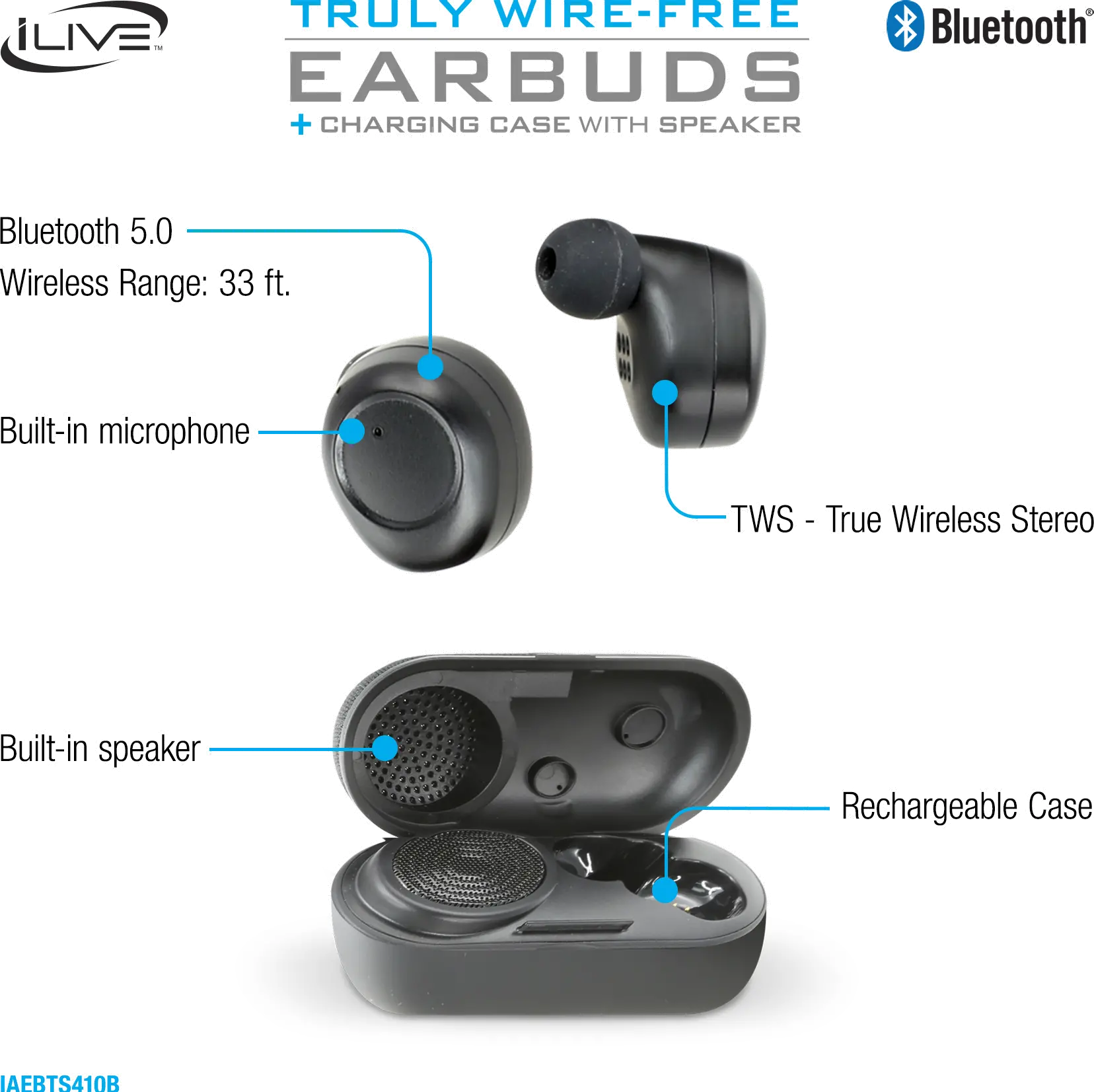 IAEBTS410B Truly Wireless Earbuds with Charging Case and Speaker-3